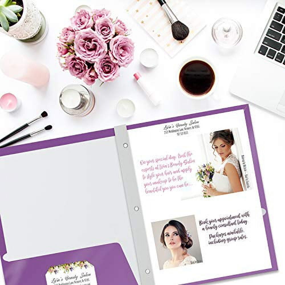 2 Pocket Glossy Purple Paper Folders with Prongs, 25 Pack, by Better Office Products, Letter Size, High Gloss Purple Paper Portfolios with 3 Metal Prong Fasteners, Box of 25 Glossy Purple Folders