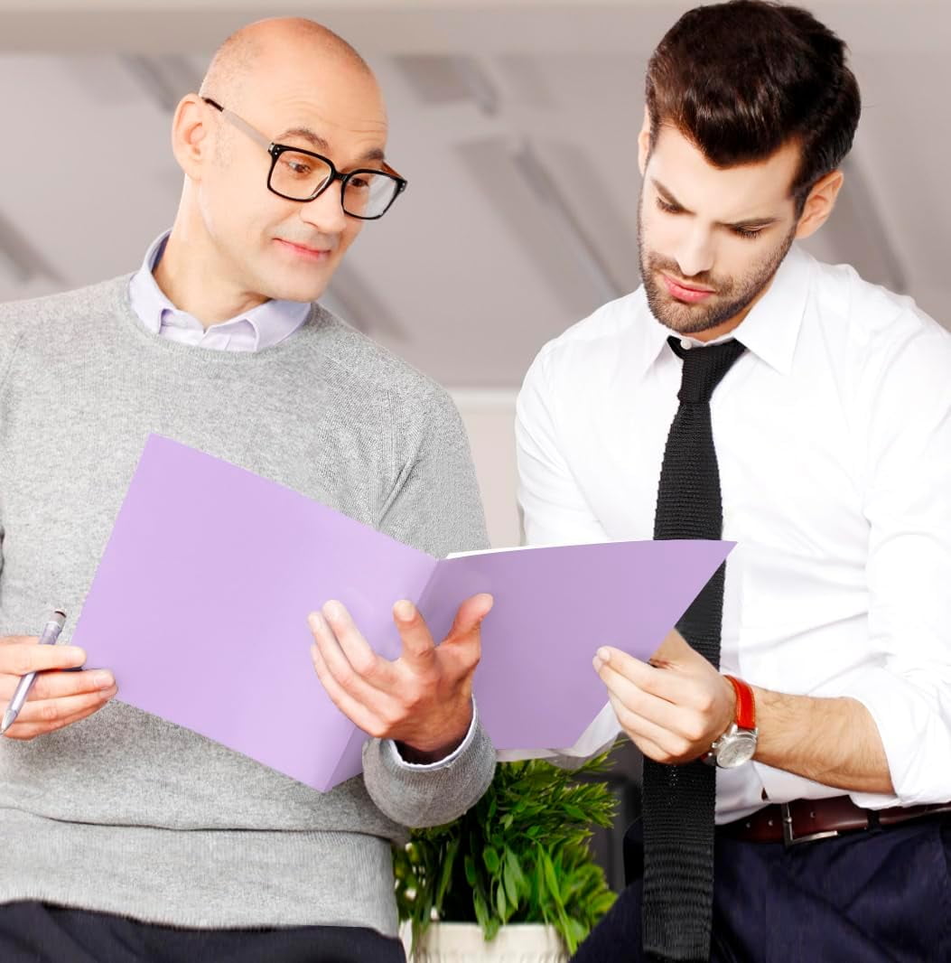 6 Pack Plastic Folders with Pockets, 6 Color Heavy Duty Two Pocket Folder with Business Card Holder for Office High School Business Resume