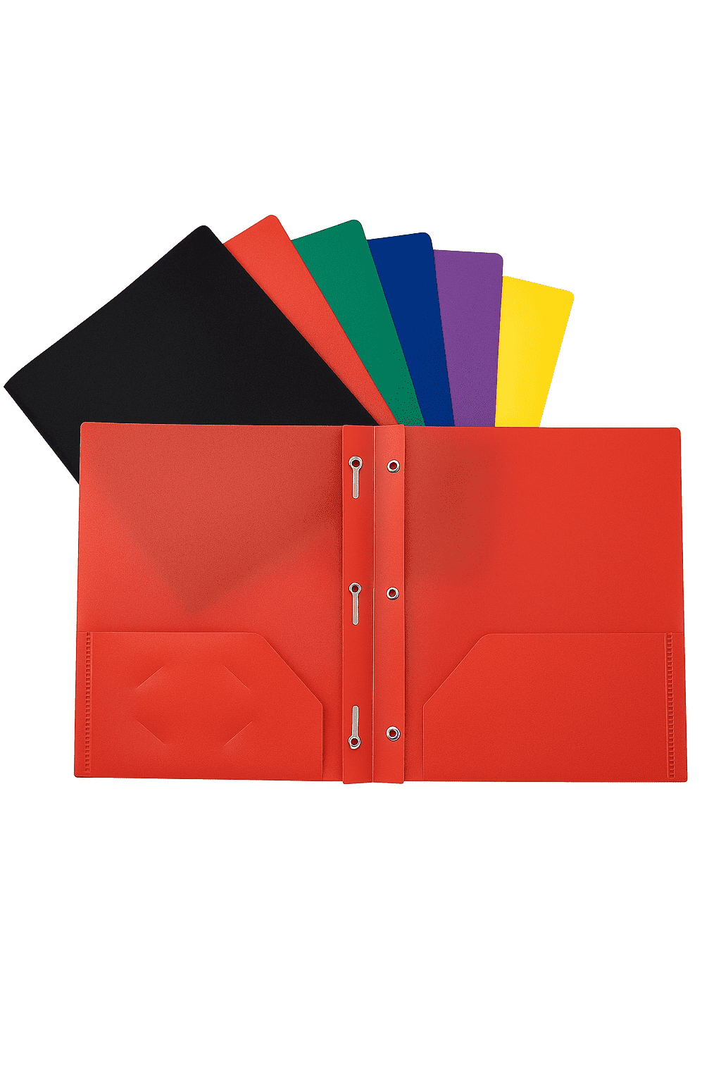 2-Pocket Letter Size Pocket Folders, Plastic folders for school office or home Multicolor, 6 Pack
