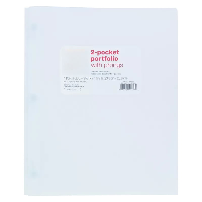 2 Pocket Plastic Folder with Prongs - ub&ub 11.38 Inches (L), 9.37 Inches (W)