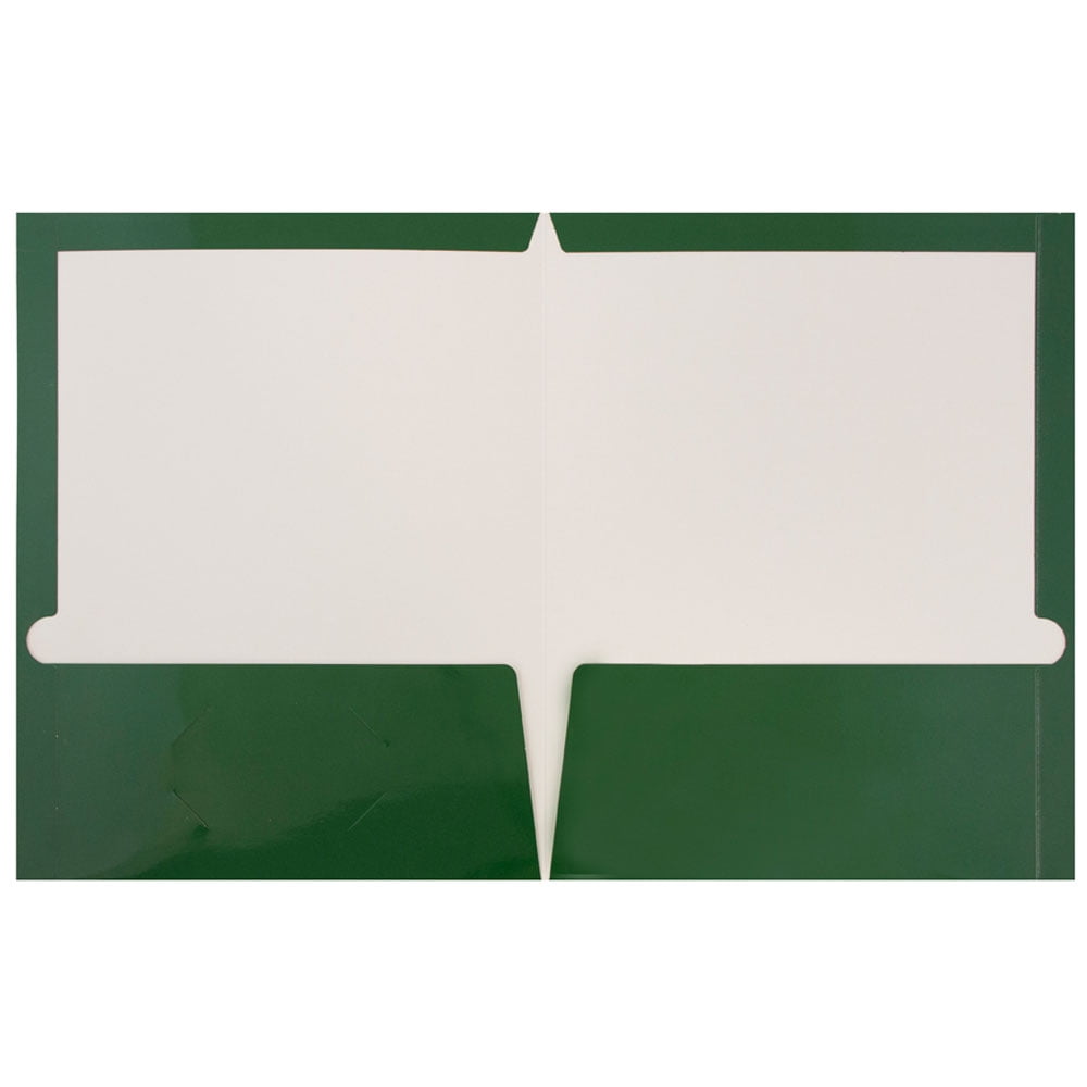 JAM Paper Glossy Two Pocket Folders, Green, 25 per Pack
