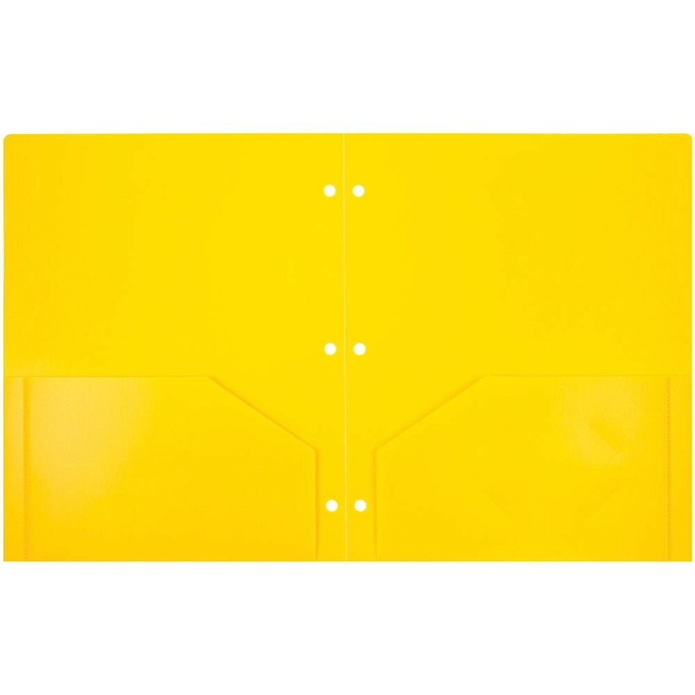 JAM Paper Heavy Duty Plastic 3 Hole Punch Pocket Folders, Extra Tough, Assorted Primary Colors, Bulk 48/Pack