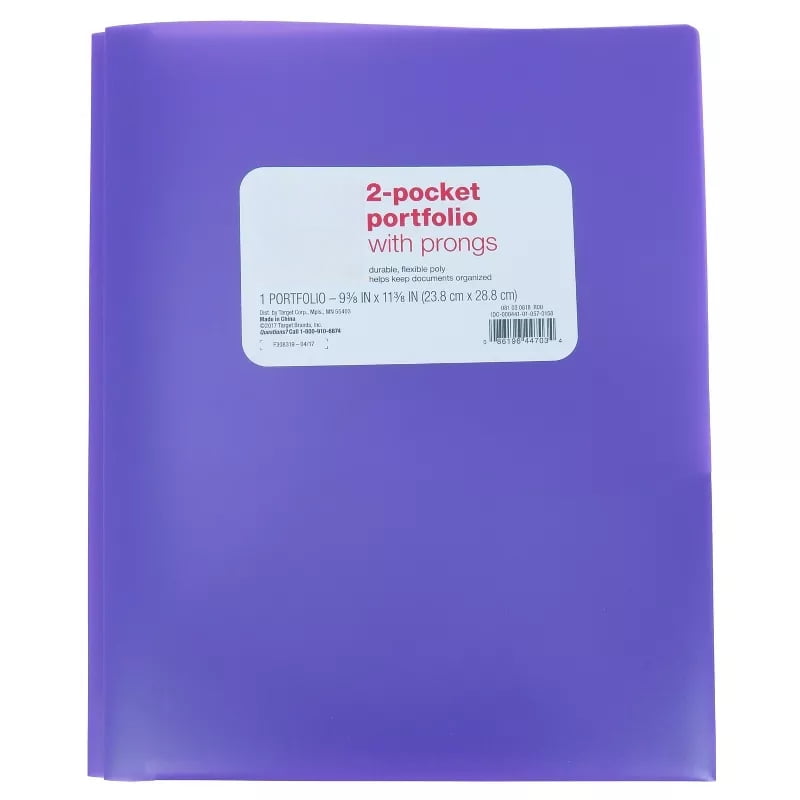 2 Pocket Plastic Folder with Prongs - ub&ub 11.38 Inches (L), 9.37 Inches (W)