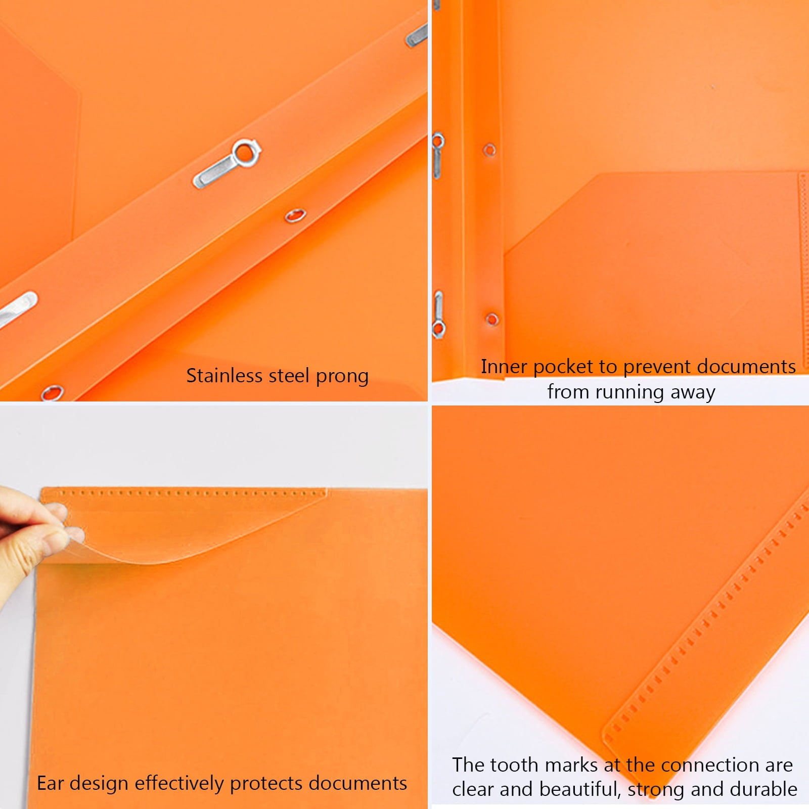 6 Pack Plastic Folders with Pockets and Prongs, 2 Pocket 3-Clasp Folders, Tear-Resistant, Long Lasting Acid-Free Poly, Use for School Office Home Business