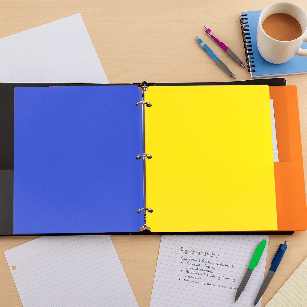 7 Colorful Plastic Folders with 2 Pockets and 3 Holes  – Two Pocket Folder Set for School, Binder Use – With Card Slot, Durable Poly Material