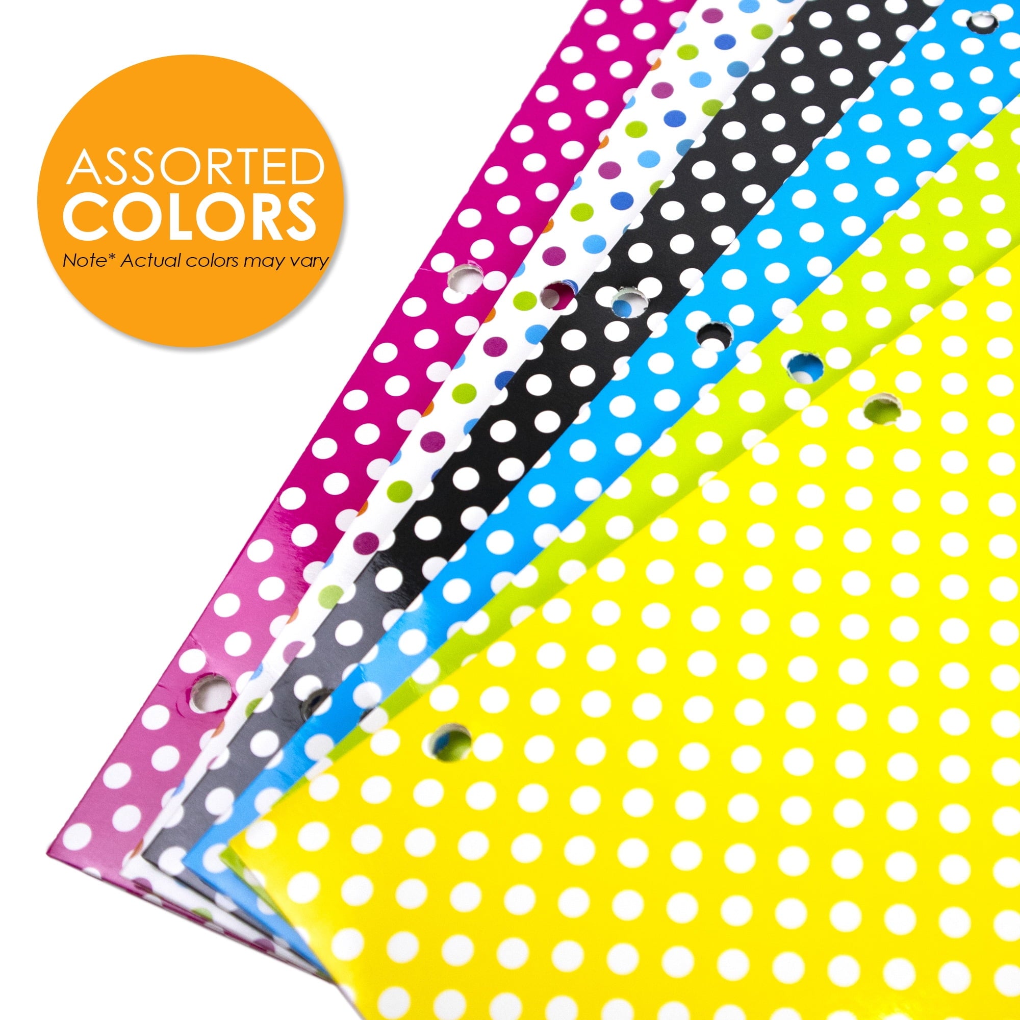 BAZIC 2 Pockets Paper Folder, Polka Dot Portfolio, Document Folders, 6-Pack