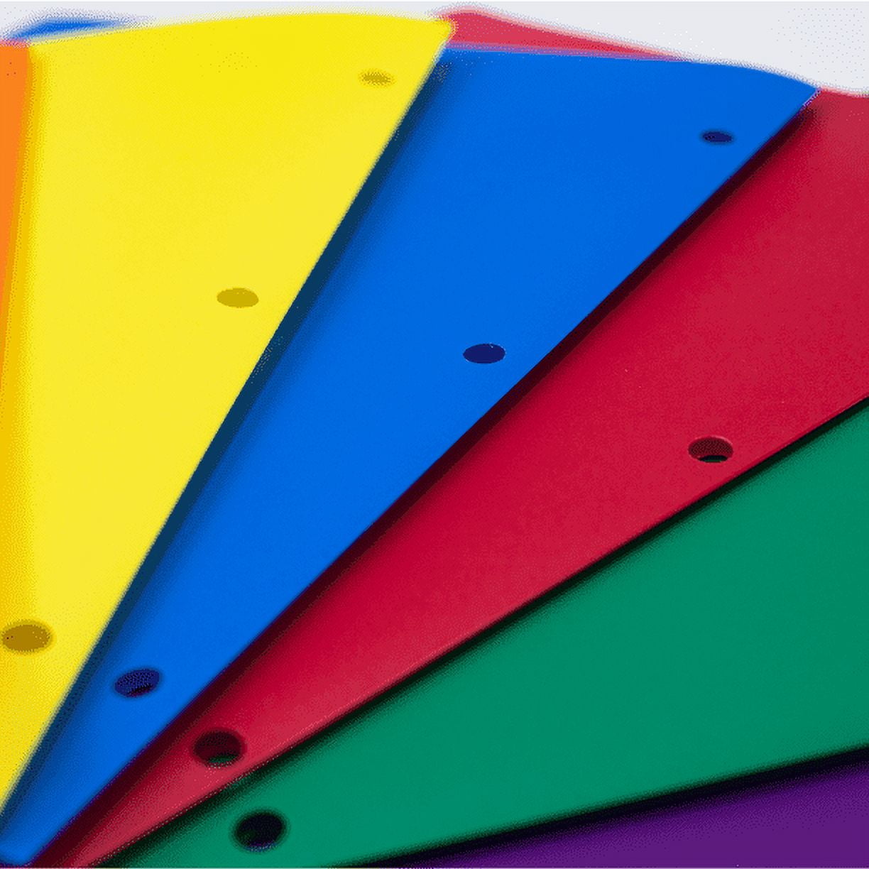3 Hole Punch Pocket Folders,with Heavy Duty Plastic 2 Pockets Folders,Assorted Primary Colors - 6/Pack.