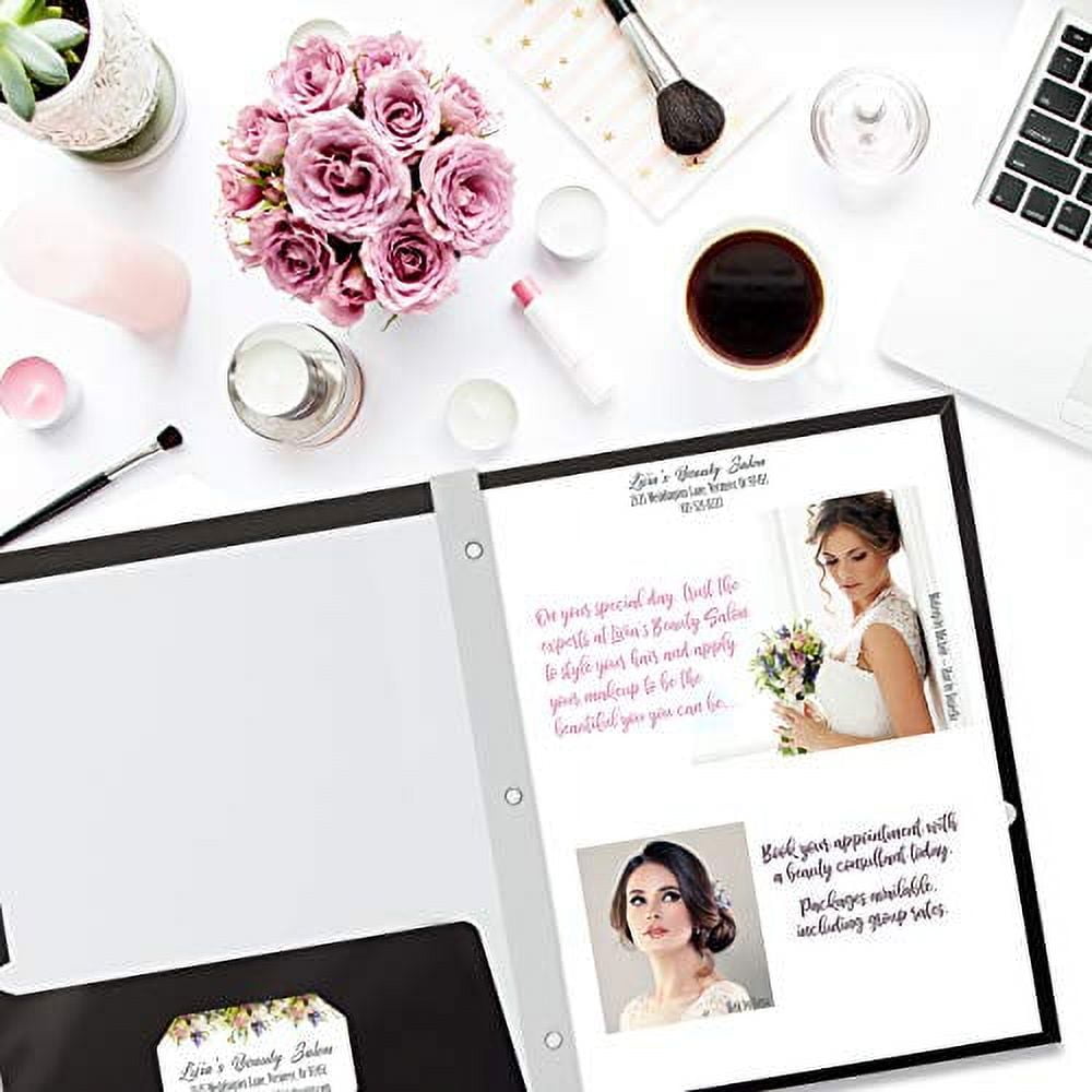 2 Pocket Glossy Black Paper Folders with Prongs, 25 Pack, by Better Office Products, Letter Size, High Gloss Black Paper Portfolios with 3 Metal Prong Fasteners, Box of 25 Glossy Black Folders