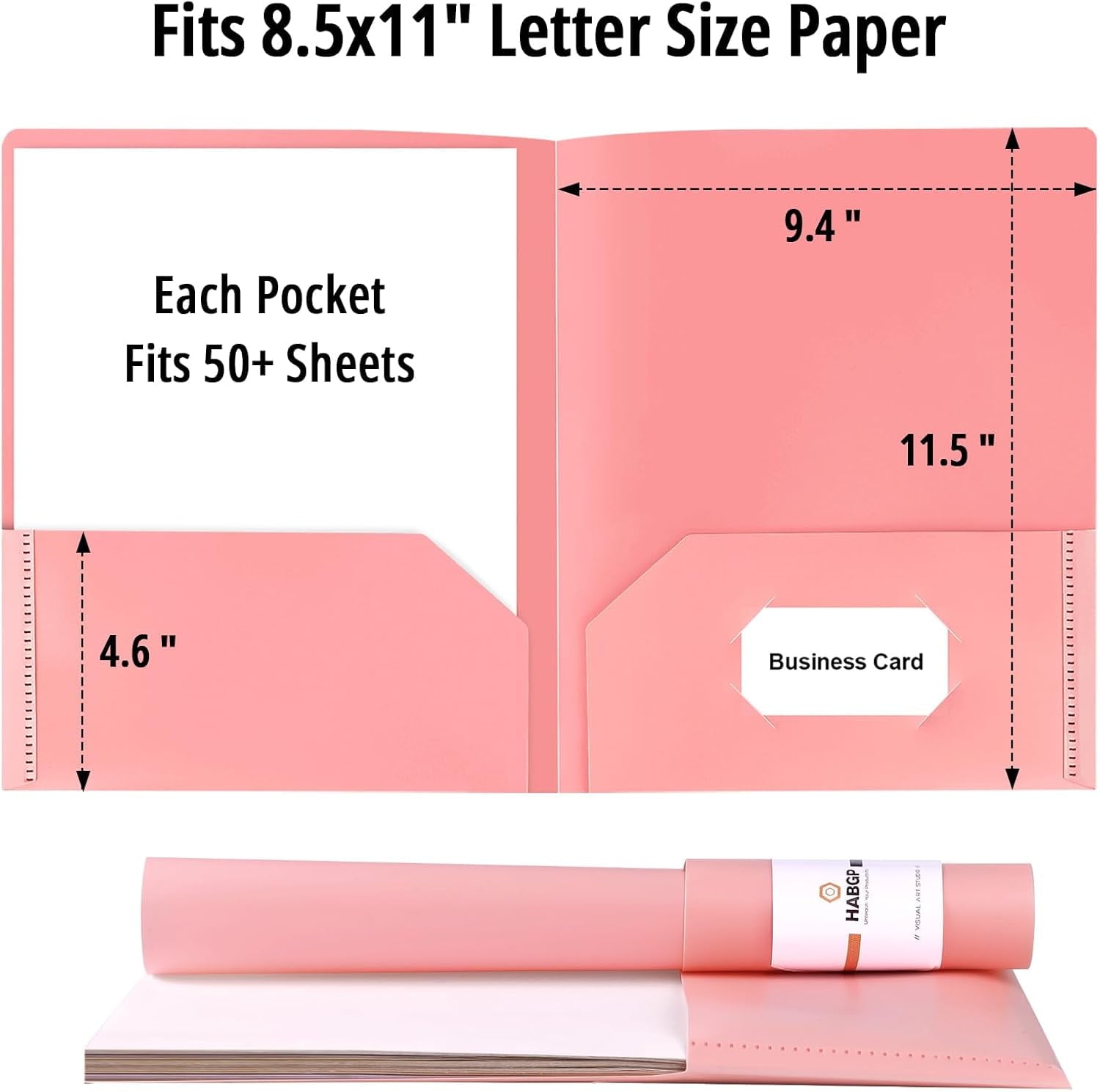 6 Pack Colored File Folders with Pockets and Business Card Holder, Pastel Decorative Pocket Folders for Documents, Cute Plastic Folders for Filing Cabinet, School, Office, Resume Portfolio