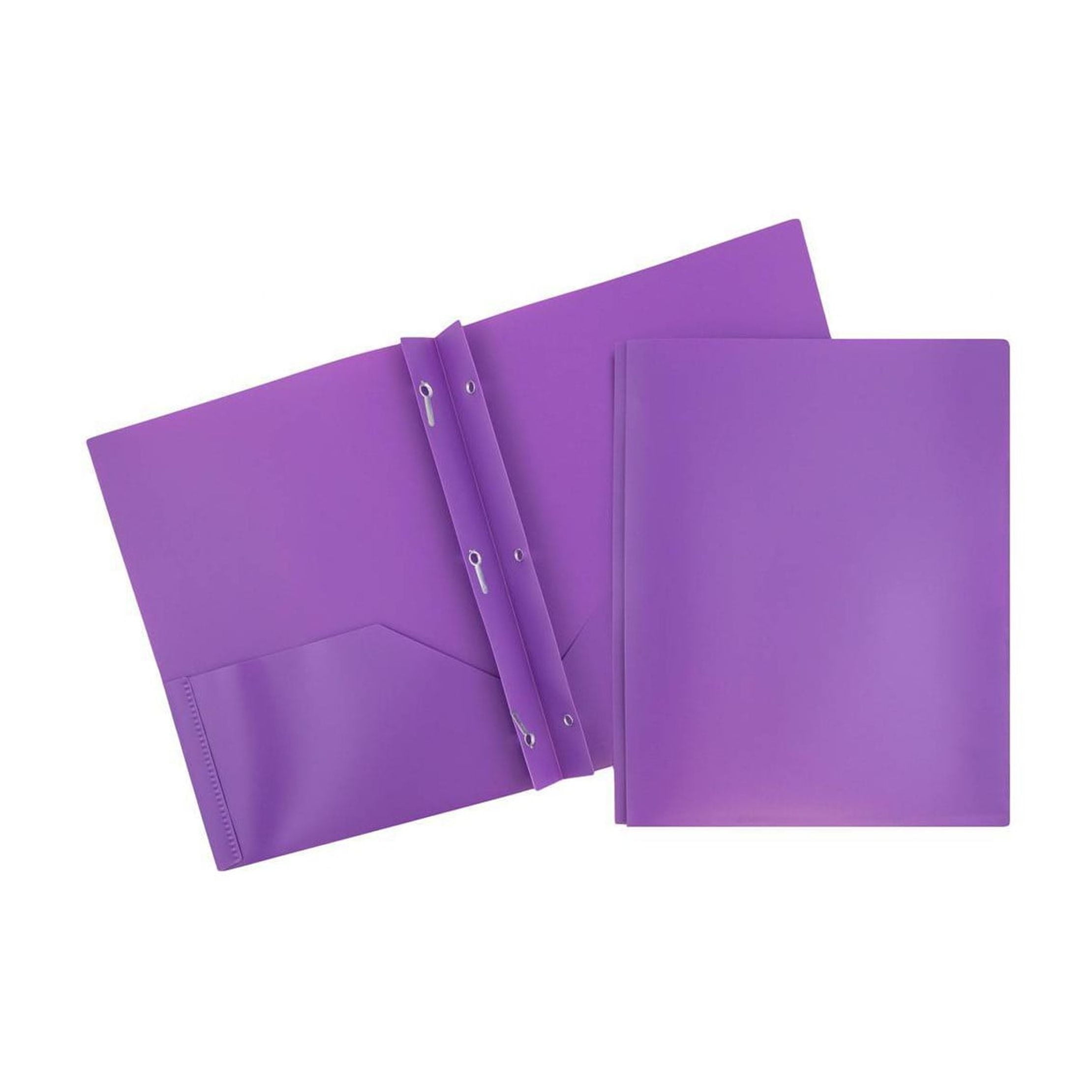 6pk POP 2 Pocket School Presentation Plastic Folders with Prong Fasteners Purple: Stationery, 100 Sheet Capacity