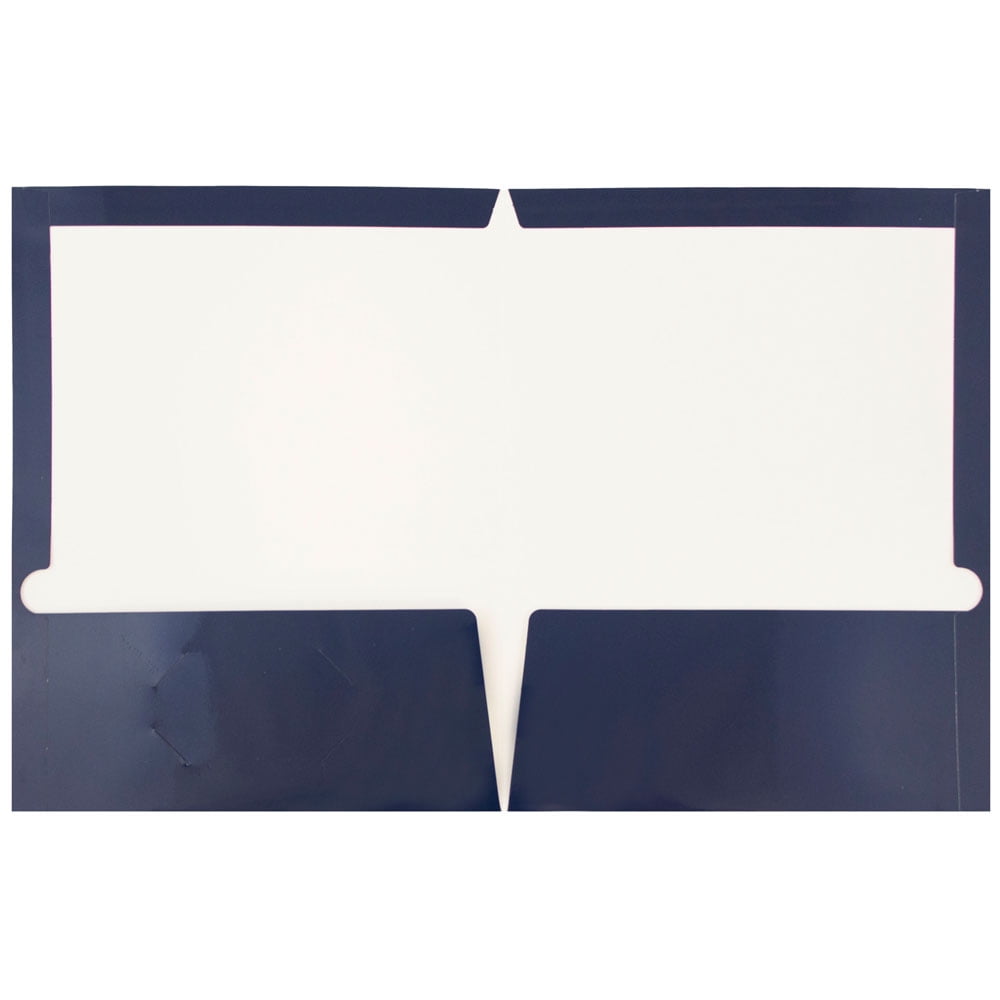 JAM Paper Glossy Two Pocket Folders, Navy Blue, 6/Pack