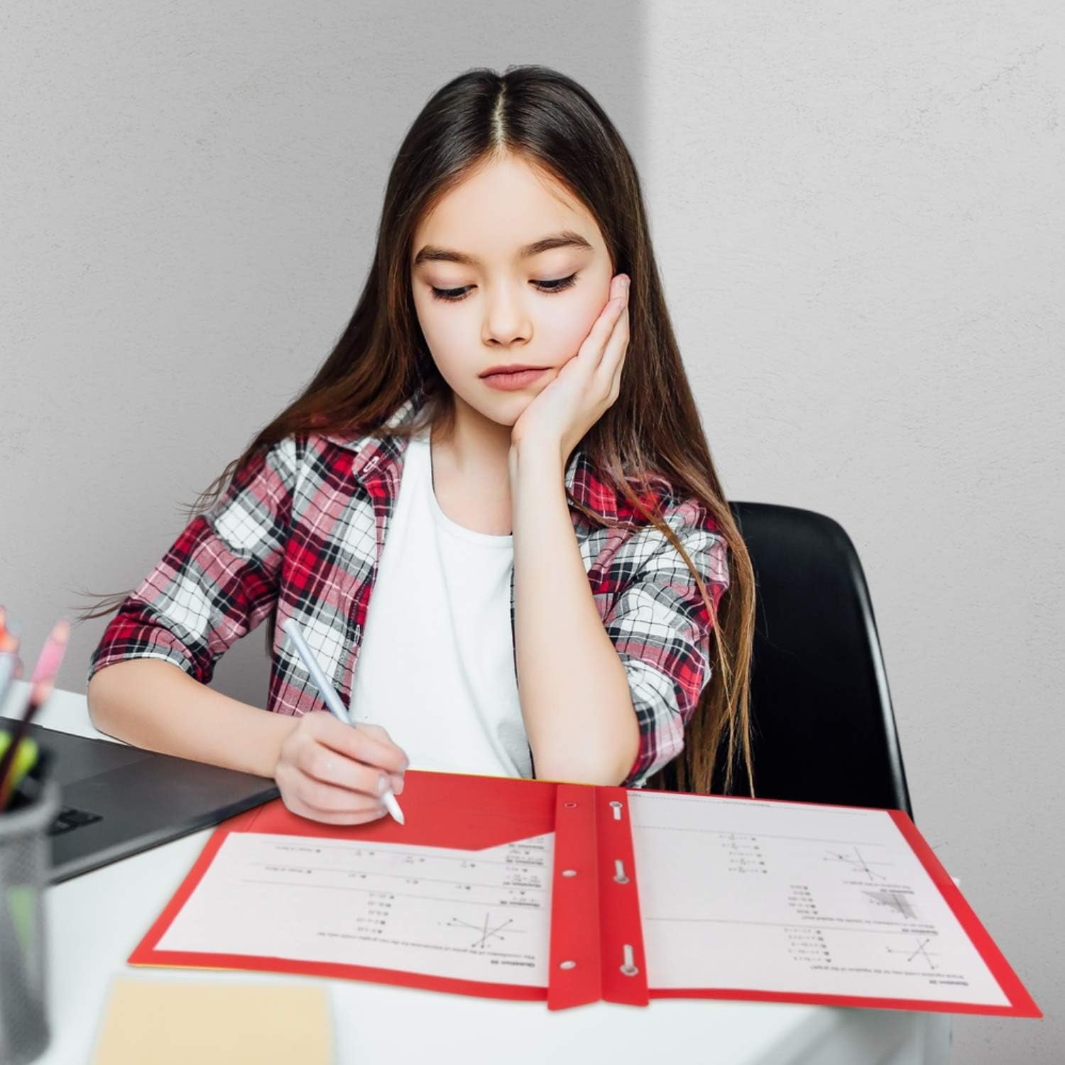 6 Pack Plastic Folders with Pockets and Prongs, 2 Pocket 3-Clasp Folders, Tear-Resistant, Long Lasting Acid-Free Poly, Use for School Office Home Business