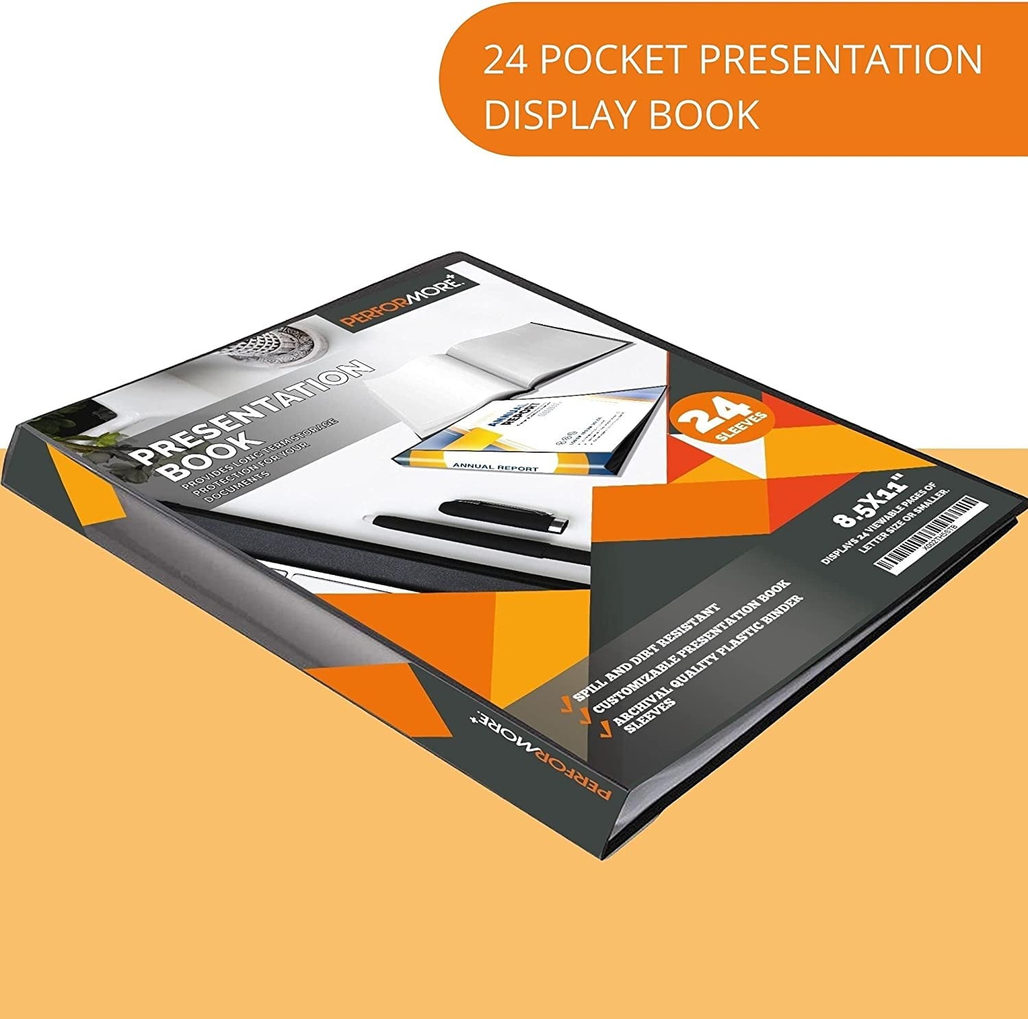 2 Pack of Presentation Folder, 24 Pocket Presentation Display Book (Black) with Plastic Sleeves