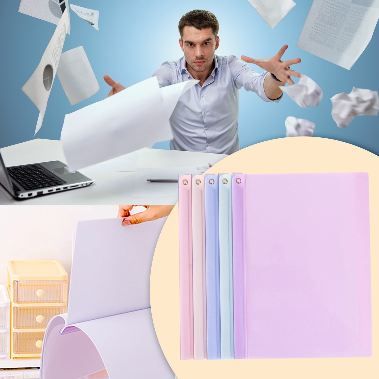 5 Folders - Pocket Folders - Plastic File Folders - 5Pcs Clear Front Report Plastic Presentation Folders Resume Portfolio Folder Paper Swivel Sliding Bar File Folder