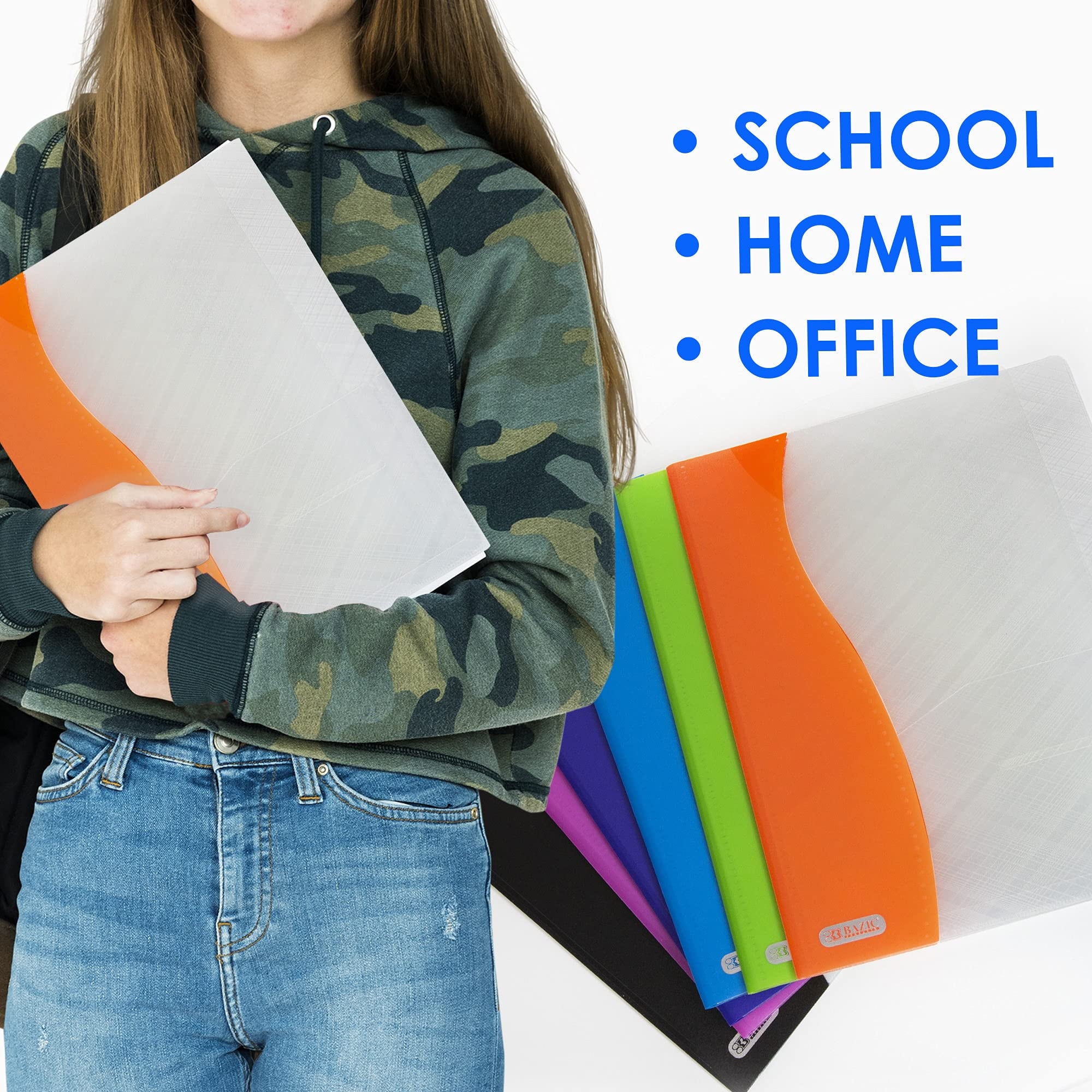 BAZIC 2 Pockets Poly Folder, Two Color Portfolio, Document Folders, 6-Pack