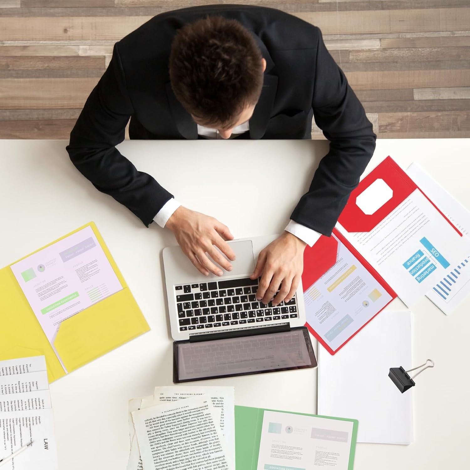 2-Pocket Letter Size Pocket Folders, Plastic folders for school office or home Multicolor, 6 Pack