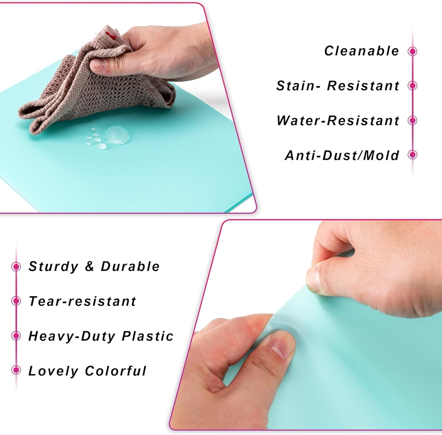 Plastic Folders with Pockets (7 Pack, Light Green), Durable Heavy Duty File Folders with Business Card Slot, 2-Pocket Folder for Schoolwork & Office,Letter Size