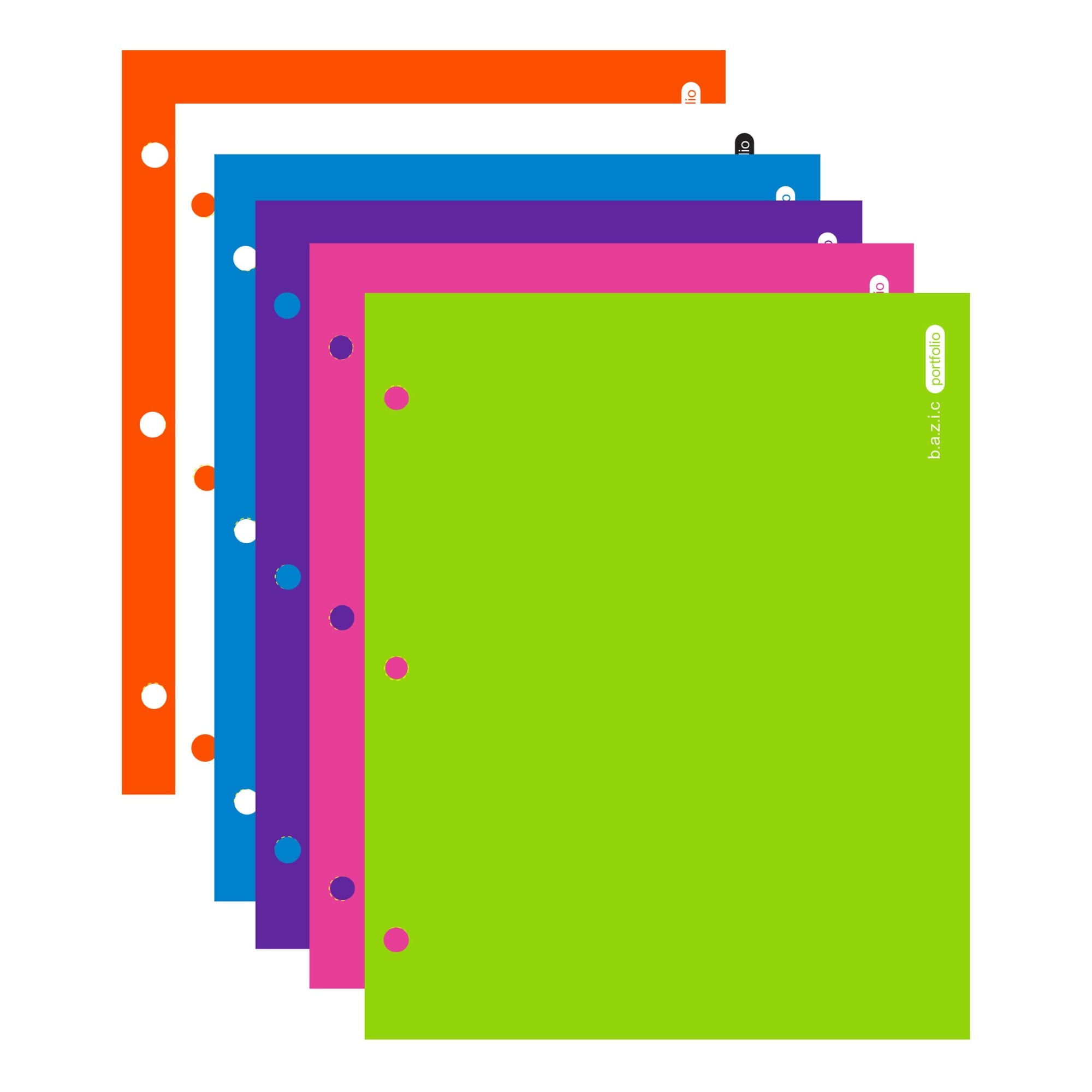 BAZIC 2 Pockets Paper Folder, Laminated Portfolio 3 Hole Punched, 6-Pack