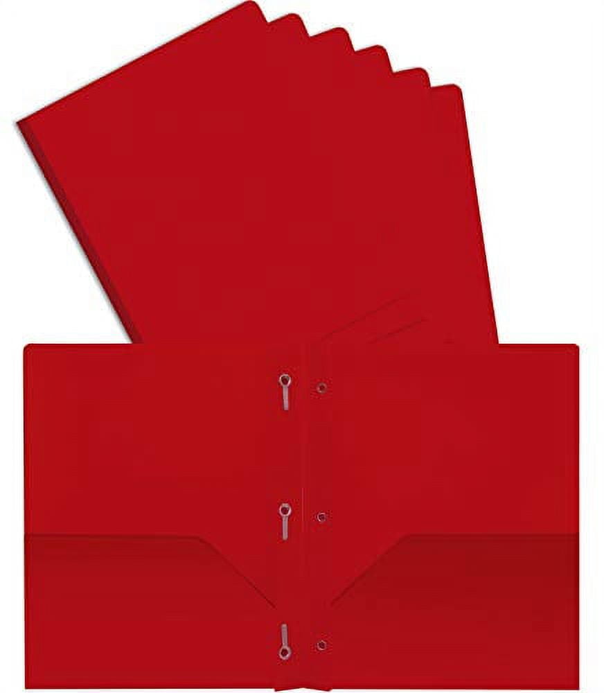 Better Office Products 2 Pocket Folders with 3 Metal Prongs, Red, 24 Pack