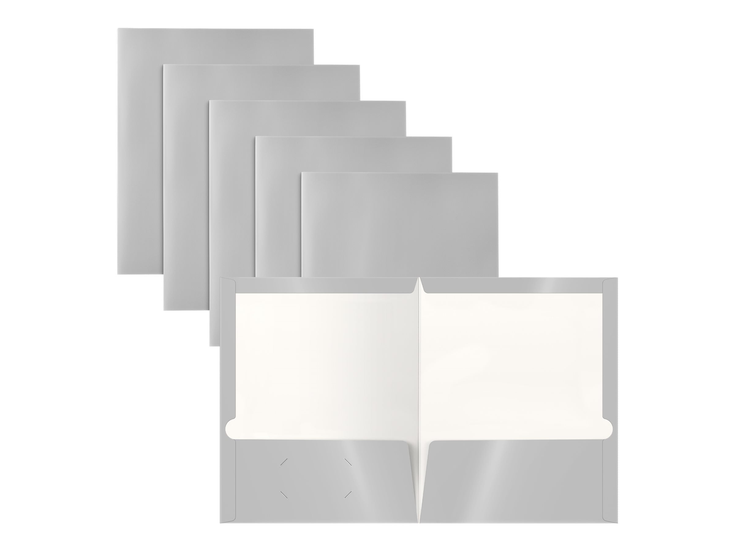 Better Office Products - Pocket folder - 2 compartments - for Letter A Size (8.5 in x 11 in) - capacity: 100 sheets - metallic silver (pack of 25)