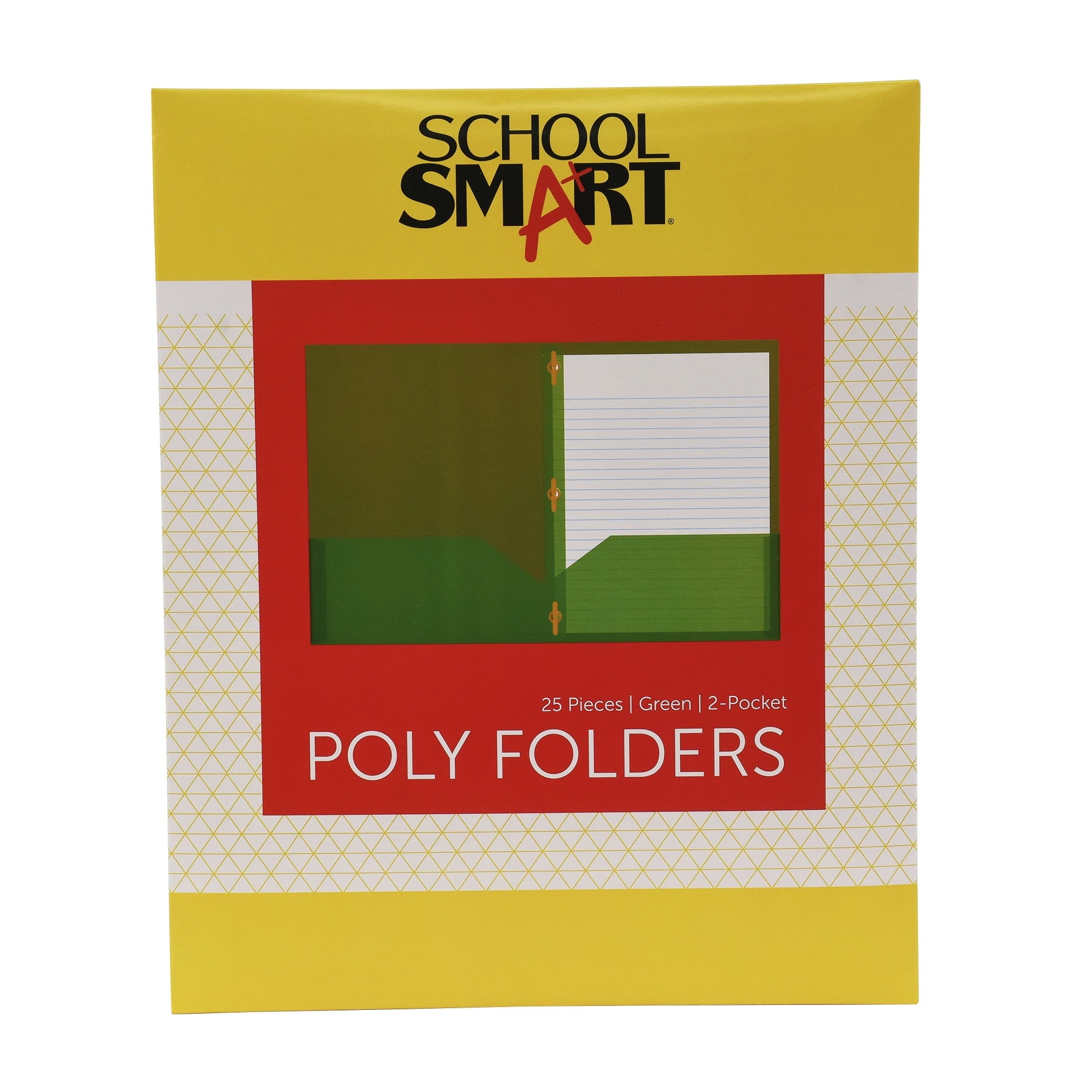 2-Pocket Poly Folders with Fasteners, Green, Pack of 25