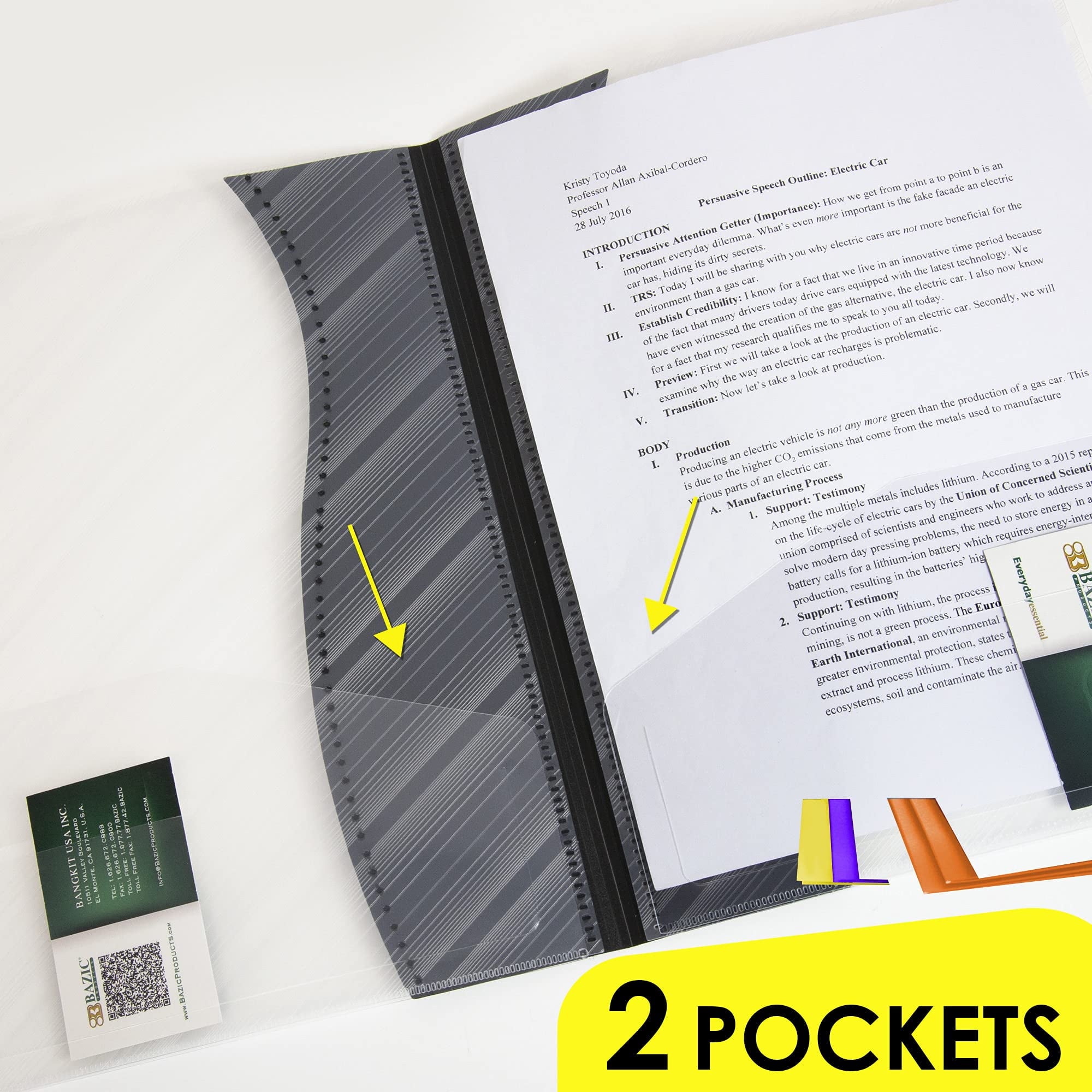 BAZIC 2 Pockets Poly Folder, Two Color Portfolio, Document Folders, 6-Pack
