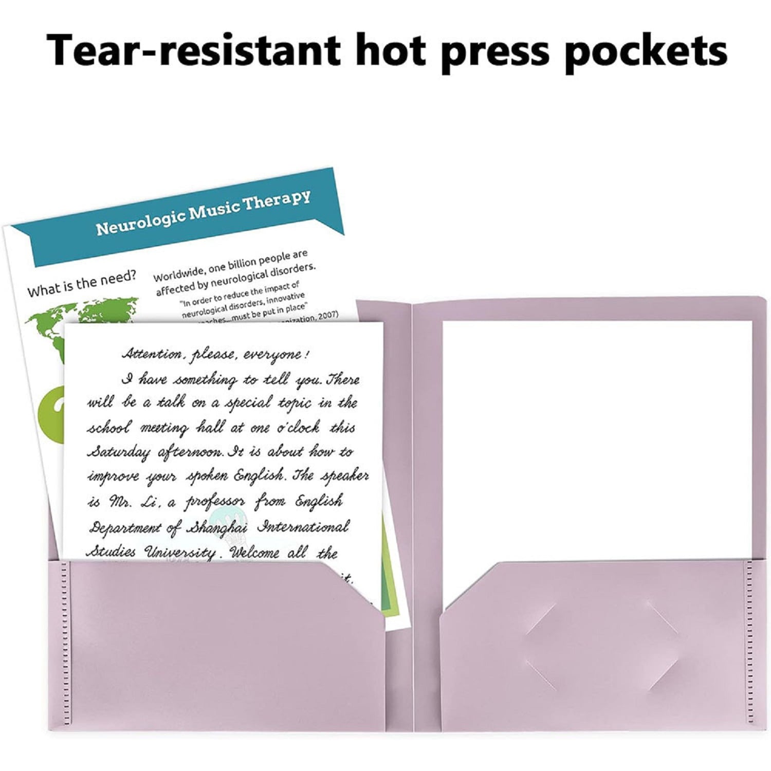 6 Pack Plastic Folders with Pockets, 6 Color Heavy Duty Two Pocket Folder with Business Card Holder for Office High School Business Resume