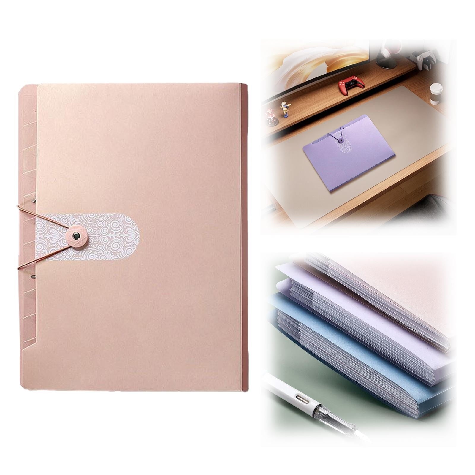 Kilougeis Clearance 3 Prong Poly Folder with Pockets Pocket Folder Classroom Must Haves Folder multi-layer accordion bag test paper storage A