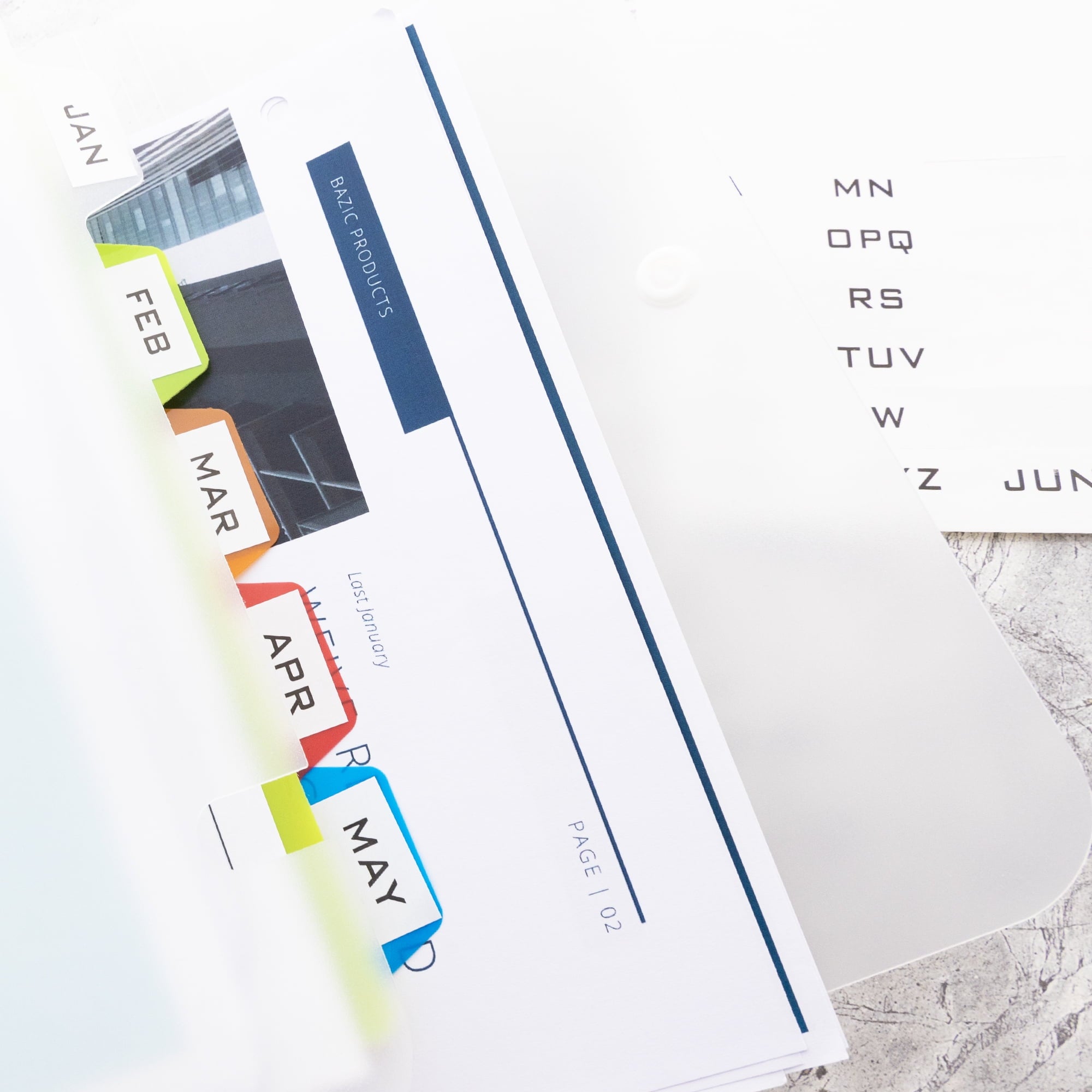 BAZIC Expanding File Folder 5 Pockets w/ Tab, Letter Size Plastic File Pocket Folders, 1-Pack