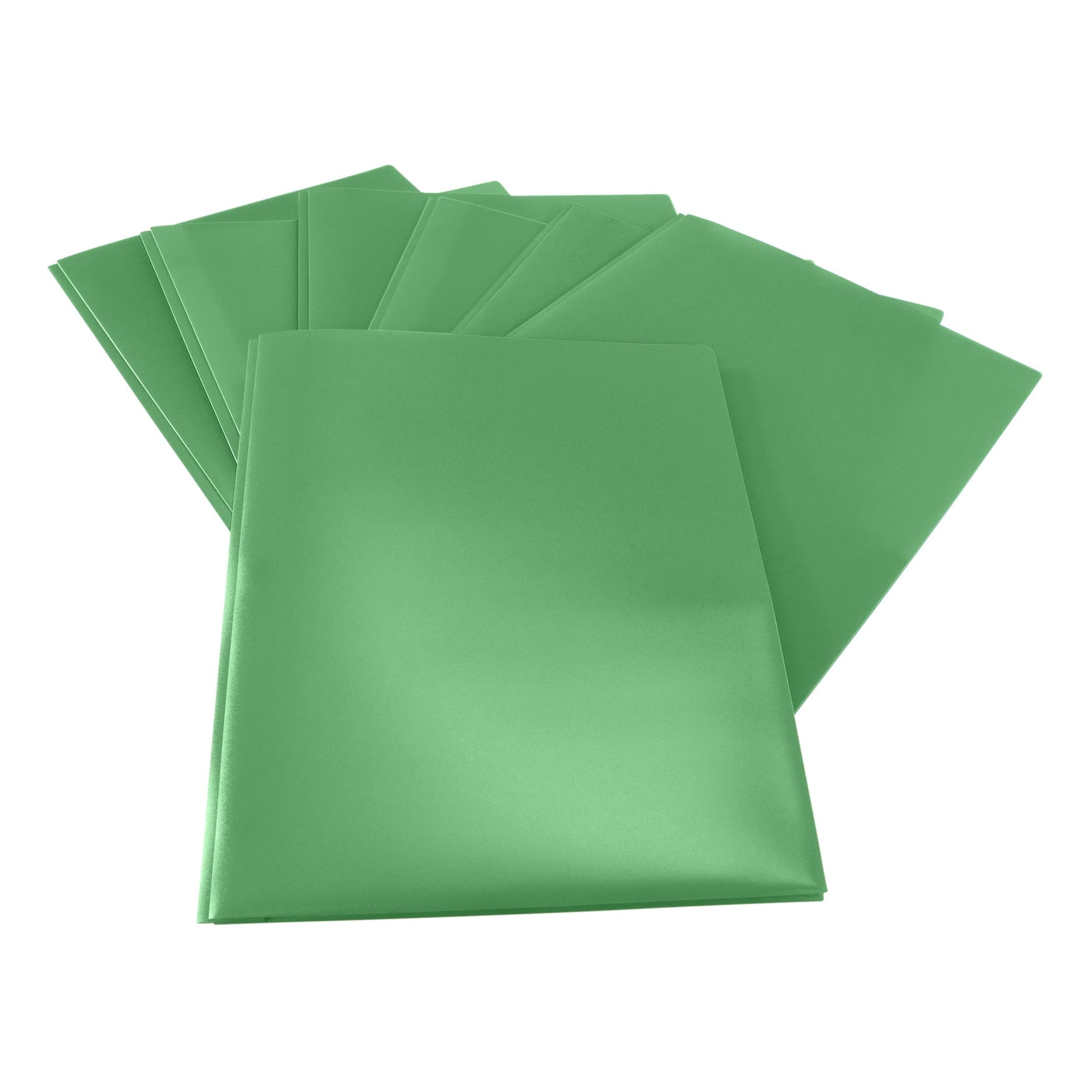 2-Pocket Poly Folders with Fasteners, Green, Pack of 25