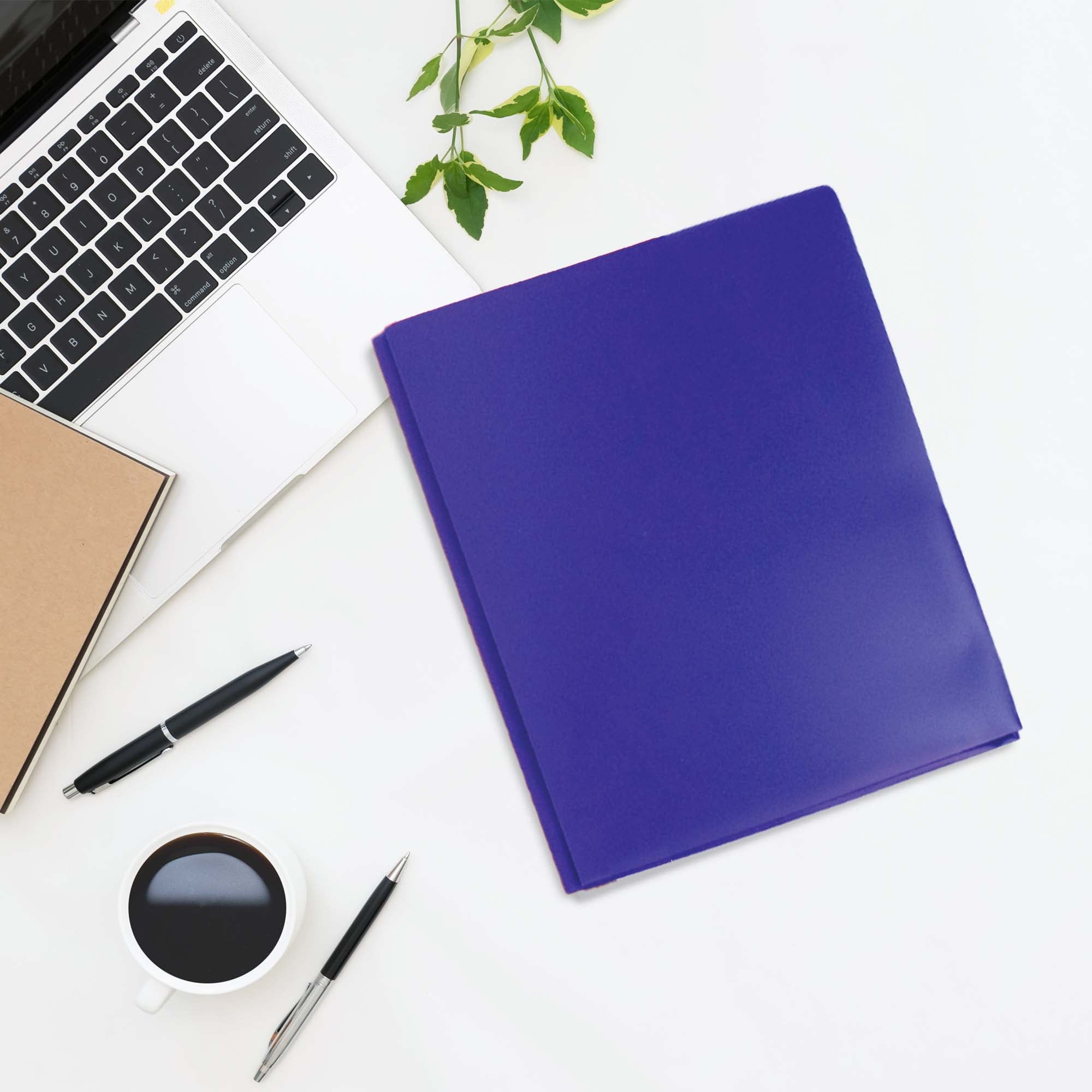 BAZIC 2 Pockets Poly Folder Portfolio, 3 Prong Fastener Clip, 8-Pack