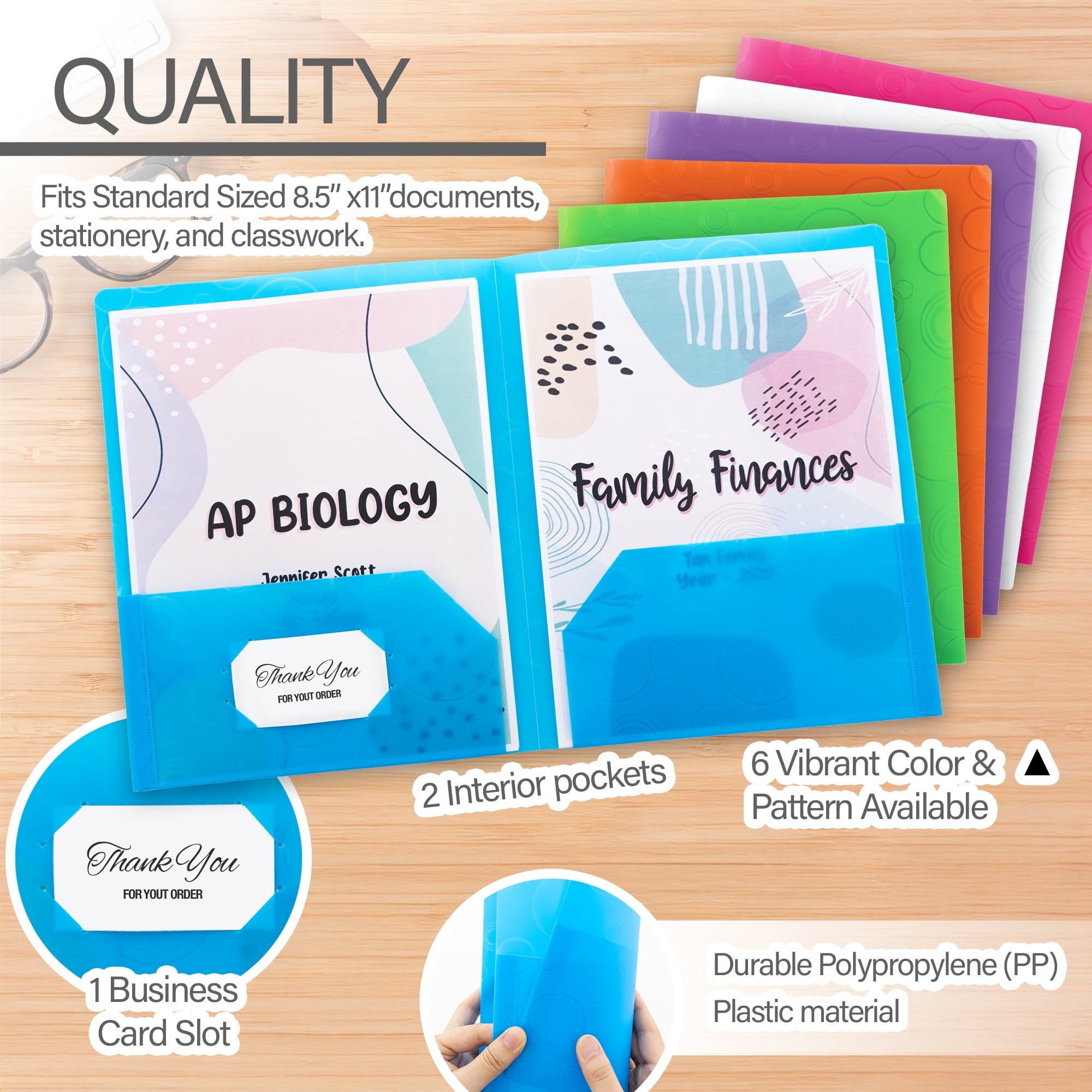 BAZIC 2 Pockets Poly Folder, Bubble Portfolio Document Folders, 48-Pack