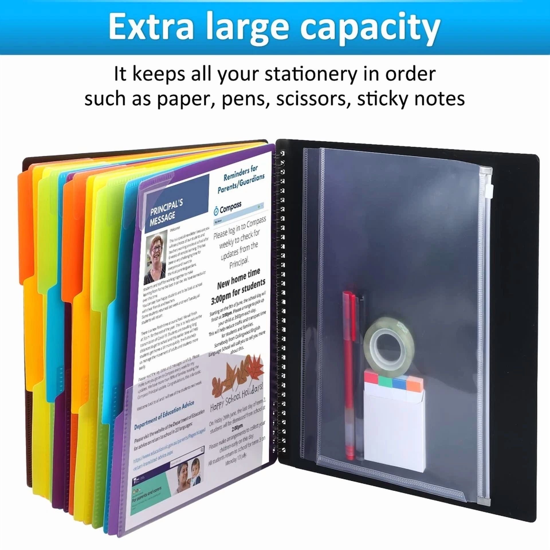 24 Pocket Plastic Folders With Pockets, 12 Colors Multi Pocket Folder Binder ...