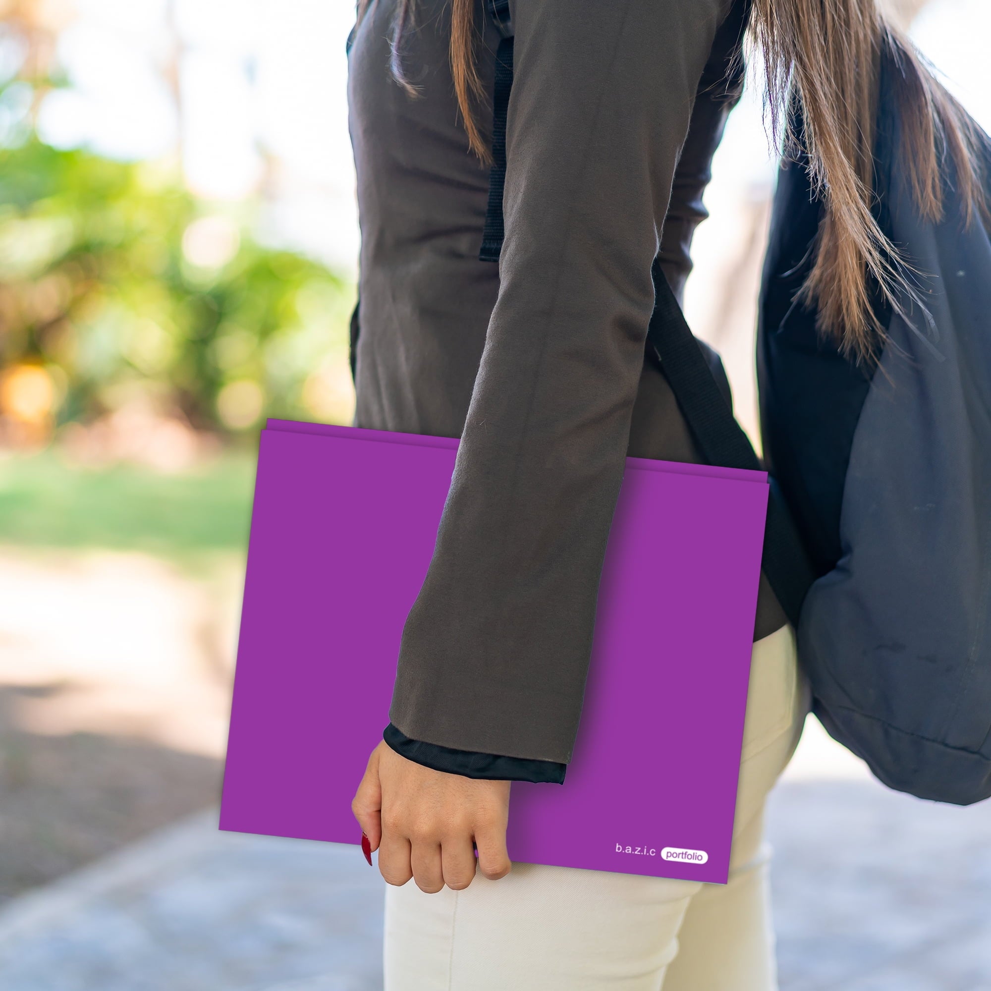 BAZIC 2 Pockets Paper Folder 3-Prong Fastener Clip, Laminated Portfolio 48-Pack