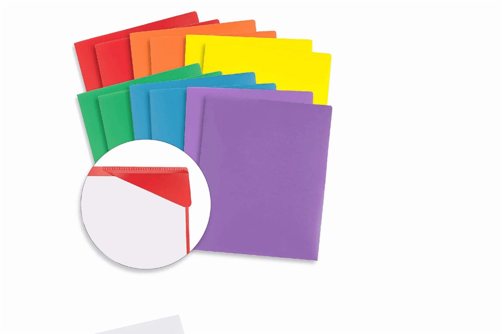 2 Pocket Folders No Prong Folders, Plastic Pocket Folders No Prongs, Heavy Duty Plastic Poly Folders No Prongs for School Office,Colored Letter Size Plastic Folders with Pockets No Brads(Orange)