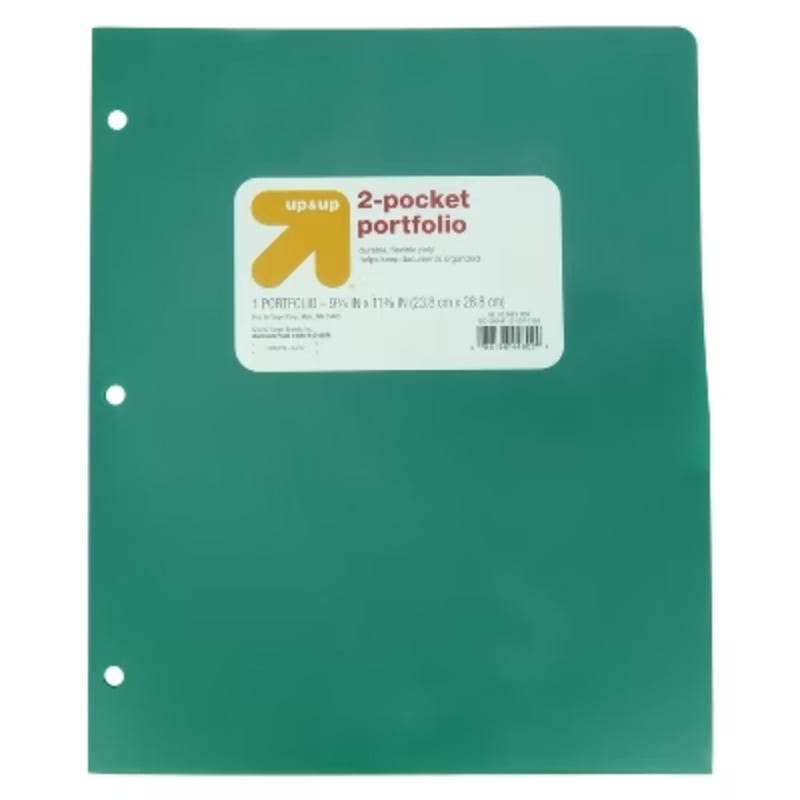 2 Pocket Plastic Folder Green Polypropylene, 3 Hole Punched, 50 Sheet Capacity, Internal Pockets