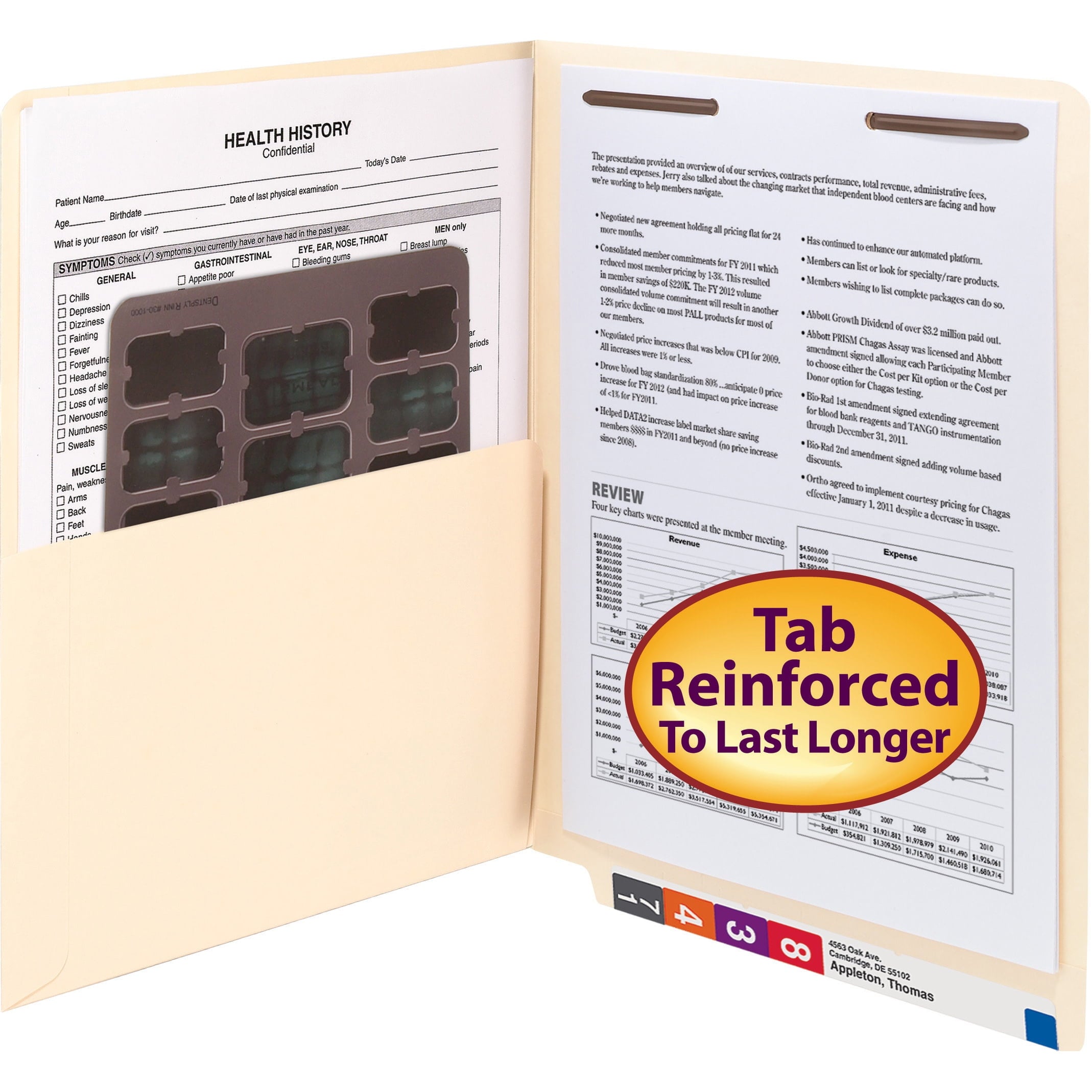 Smead Folder,Straight,Letter,W/Pckt,PK50 34100