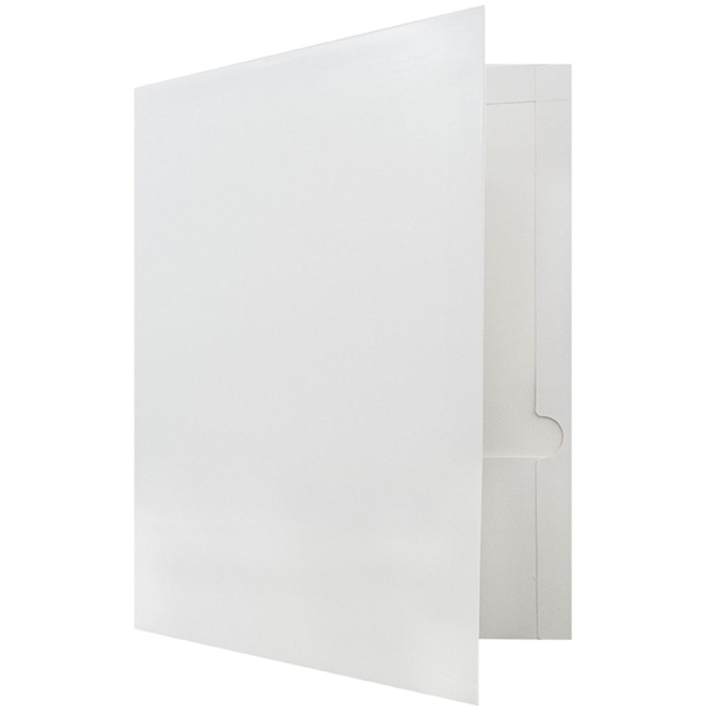 JAM Paper Glossy Two Pocket Folders, White, 25 per Pack