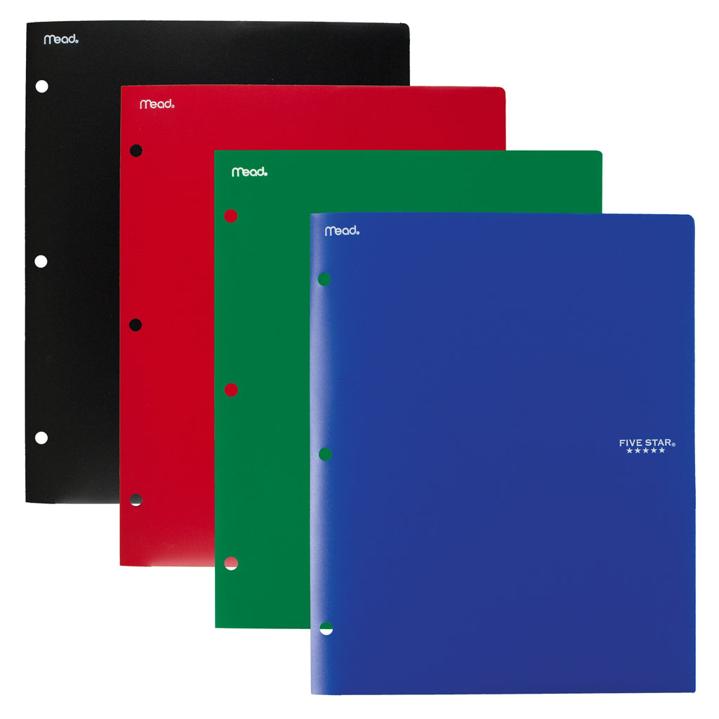 Five Star 2-Pocket Stay-Put Plastic Folder Primary 4 Pack (38049)