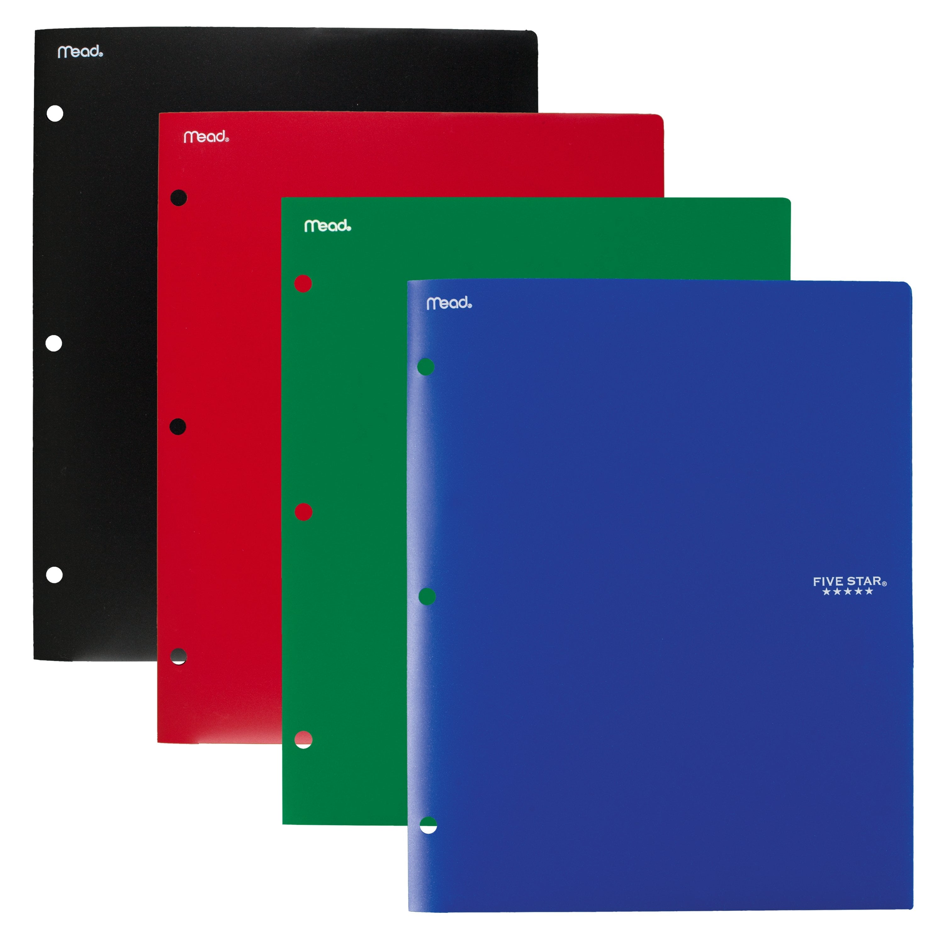 Five Star 2-Pocket Stay-Put Plastic Folder Primary 4 Pack (38049)
