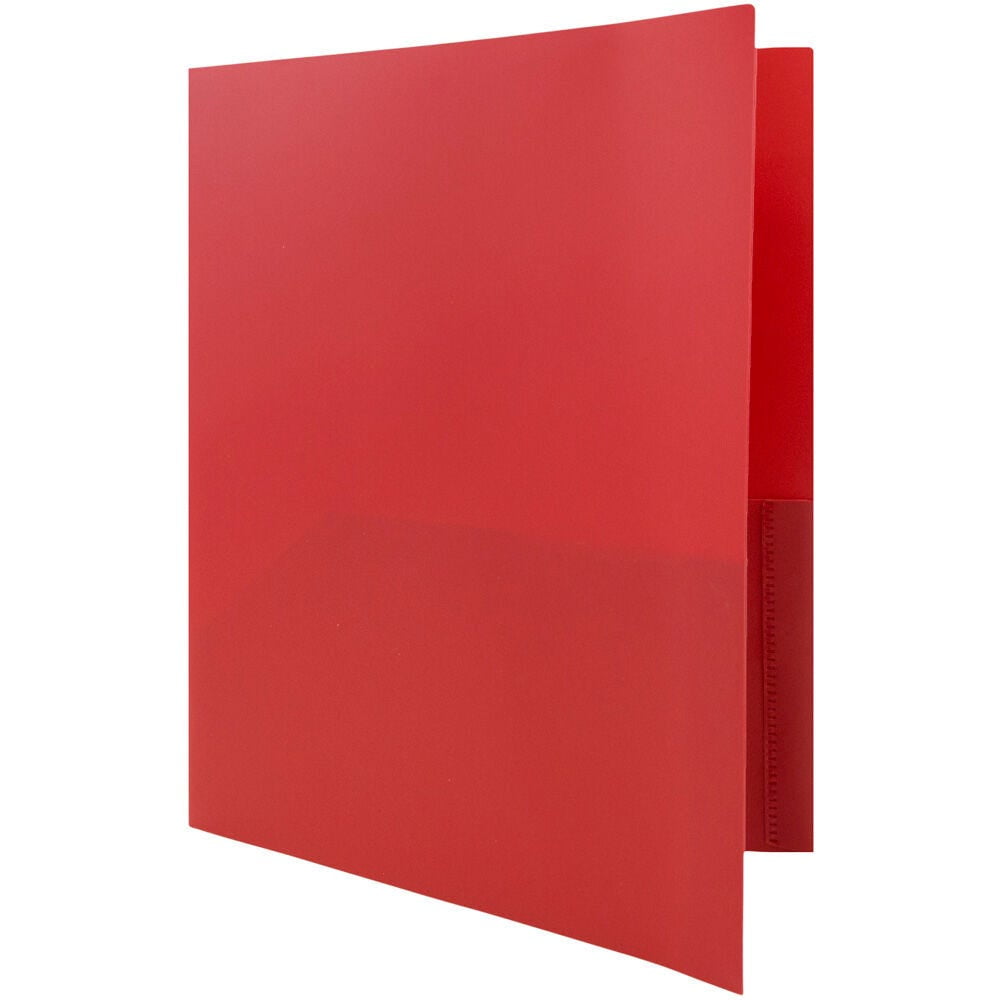 JAM Paper Plastic 2 Pocket School POP Folders, Red, 3/Pack
