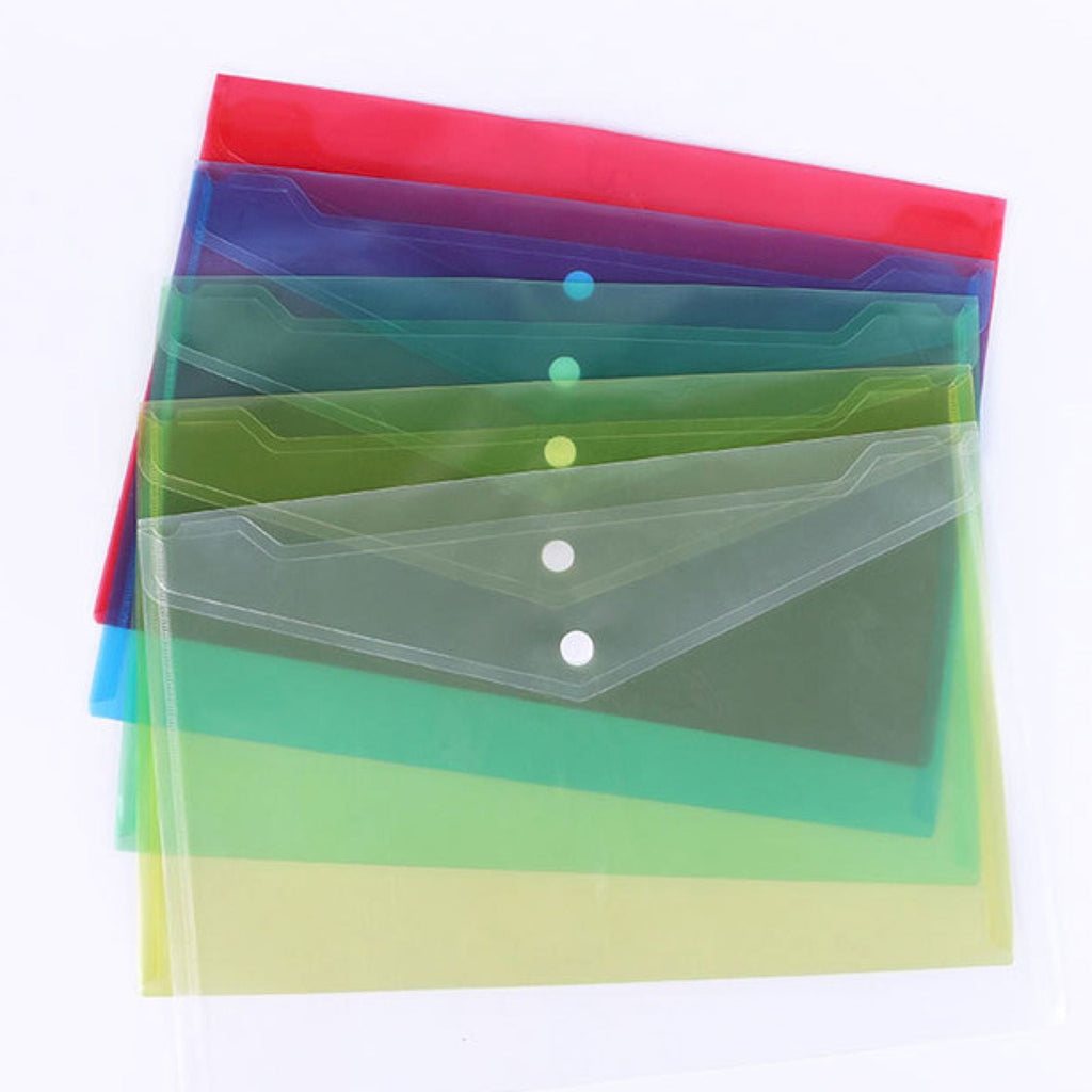 LKXGBMY Plastic Stud Closing Document Wallets Files Folders, Plastic Envelopes Folders with Closure A5 Letter Size Waterproof Reusable for Office Home Documents Organization, Blue