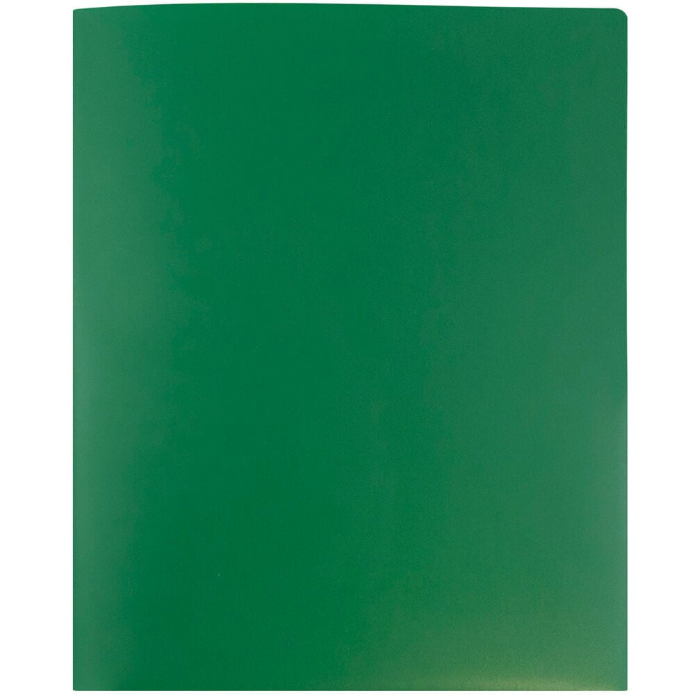 JAM Paper Heavy Duty Plastic 2 Pocket School Folders, Green, 3/Pack