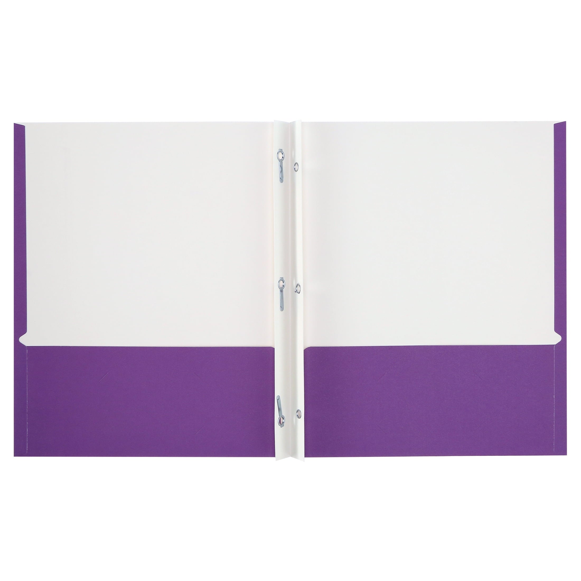 Purple Paper 2 Pocket Folders with Prongs, 50 Pack, by Better Office Products, Matte Texture, Letter Size Paper Folders, 50 Pack, with 3 Metal Prong Fastener Clips, Purple