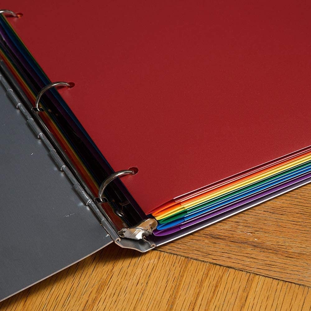 3 Hole Punch Pocket Folders,with Heavy Duty Plastic 2 Pockets Folders,Assorted Primary Colors - 6/Pack.