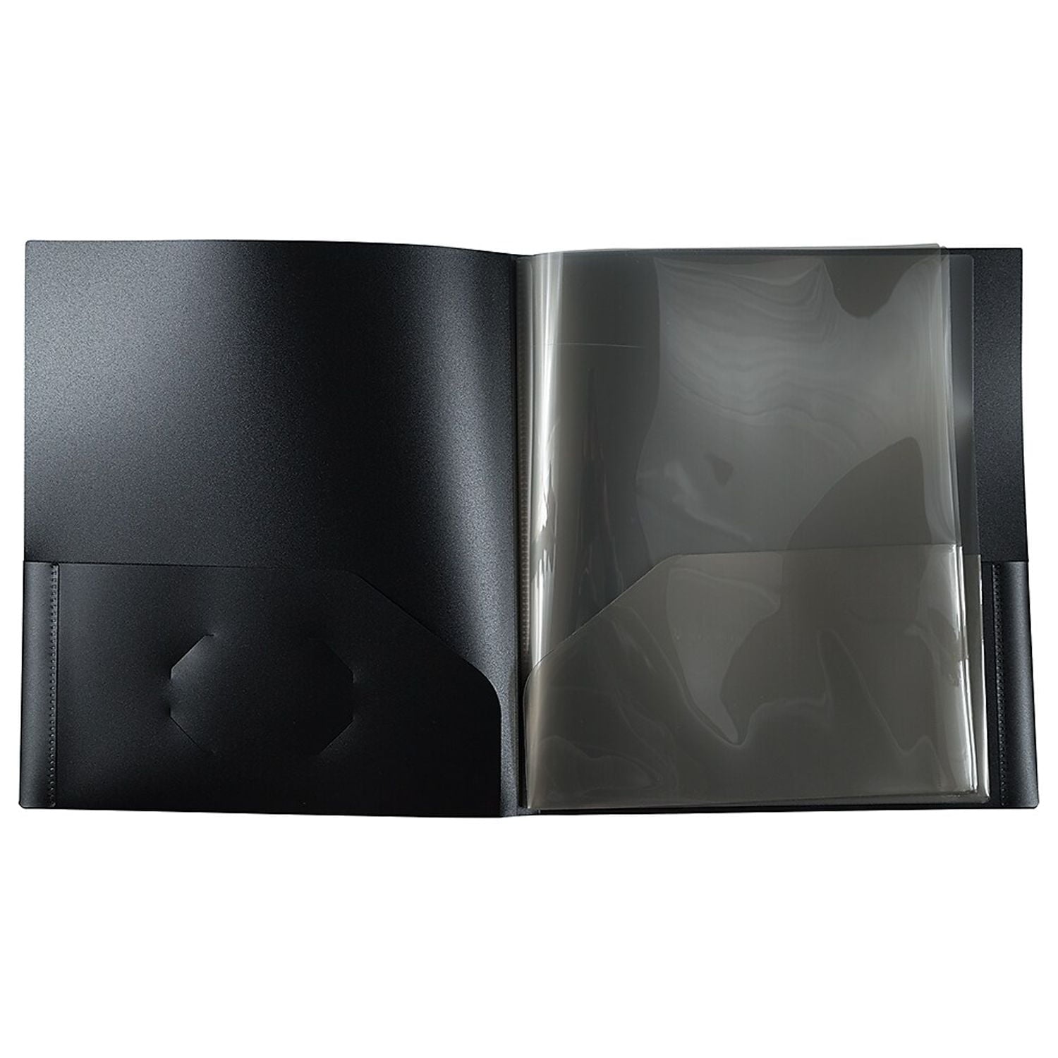 JAM Paper Heavy Duty Plastic Multi Pocket Folders, 10 Pocket Organizer, Black, 2/Pack