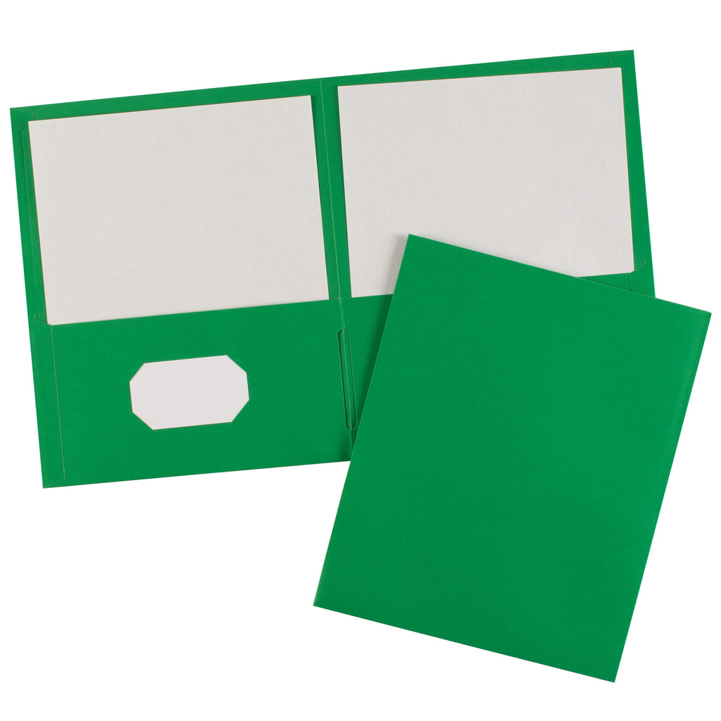 Two Pocket Folders, Holds up to 40 Sheets, 25 Green Folders (47987)