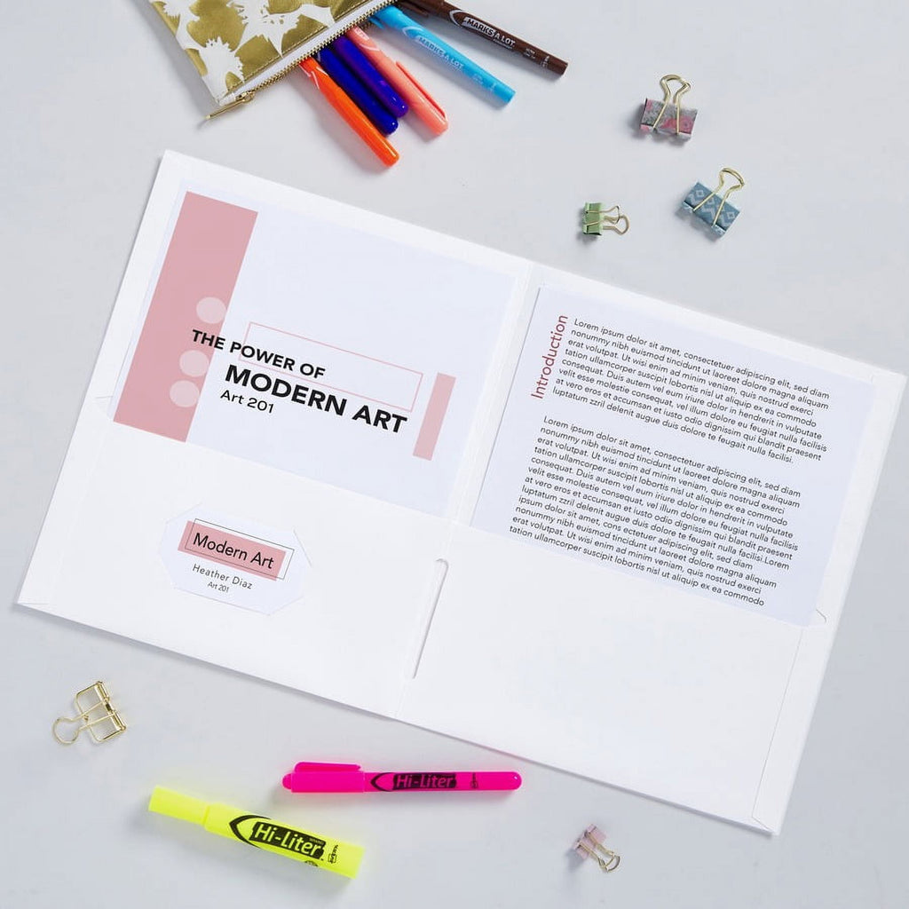 Avery® Letter Pocket Folder - 8 1/2" X 11" - 40 Sheet Capacity - 2 Internal Pocket(s) - White - 125 / Carton