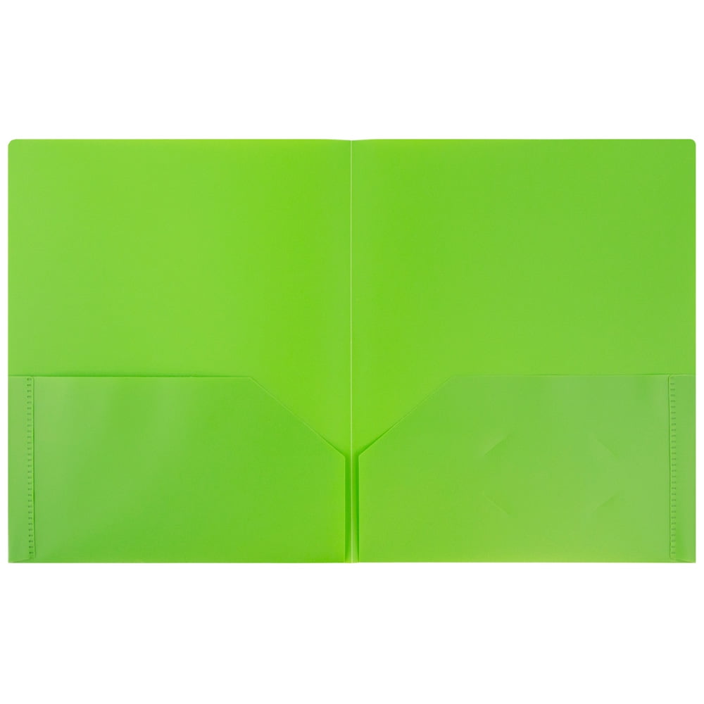 JAM Paper Plastic 2 Pocket School POP Folders, Lime Green, 6 per Pack