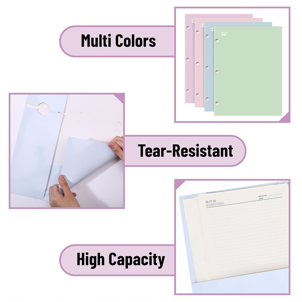 Pocket Folders,  Pastel Colors, Folders with Pockets 3 Hole Punched, Folders, Folders for School, Folders with Pockets, Binder Folders, Back to School Supplies